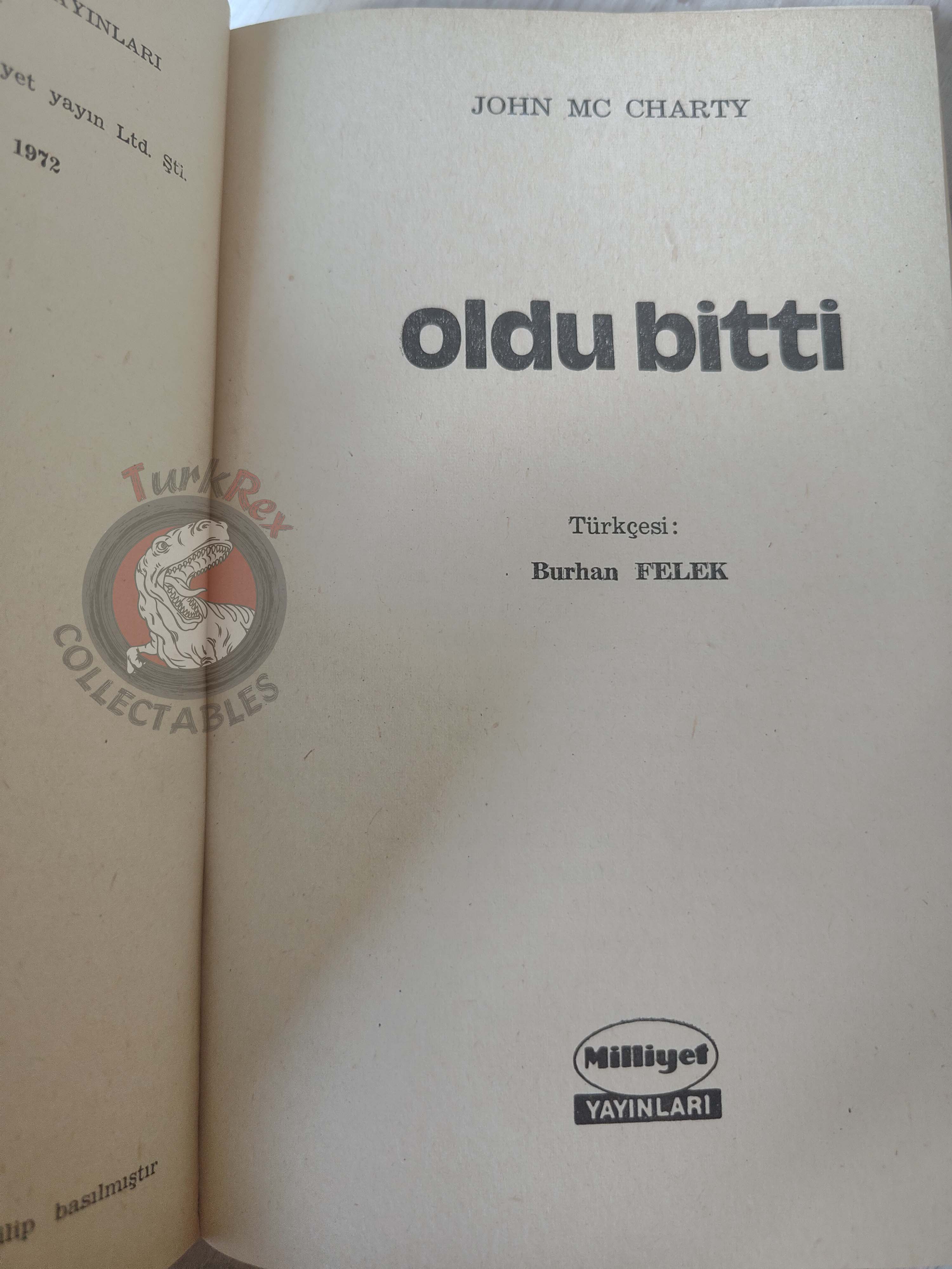 John McCharty – Kiss the Blood Off My Hands 1972 1st Turkish Book Turkey
