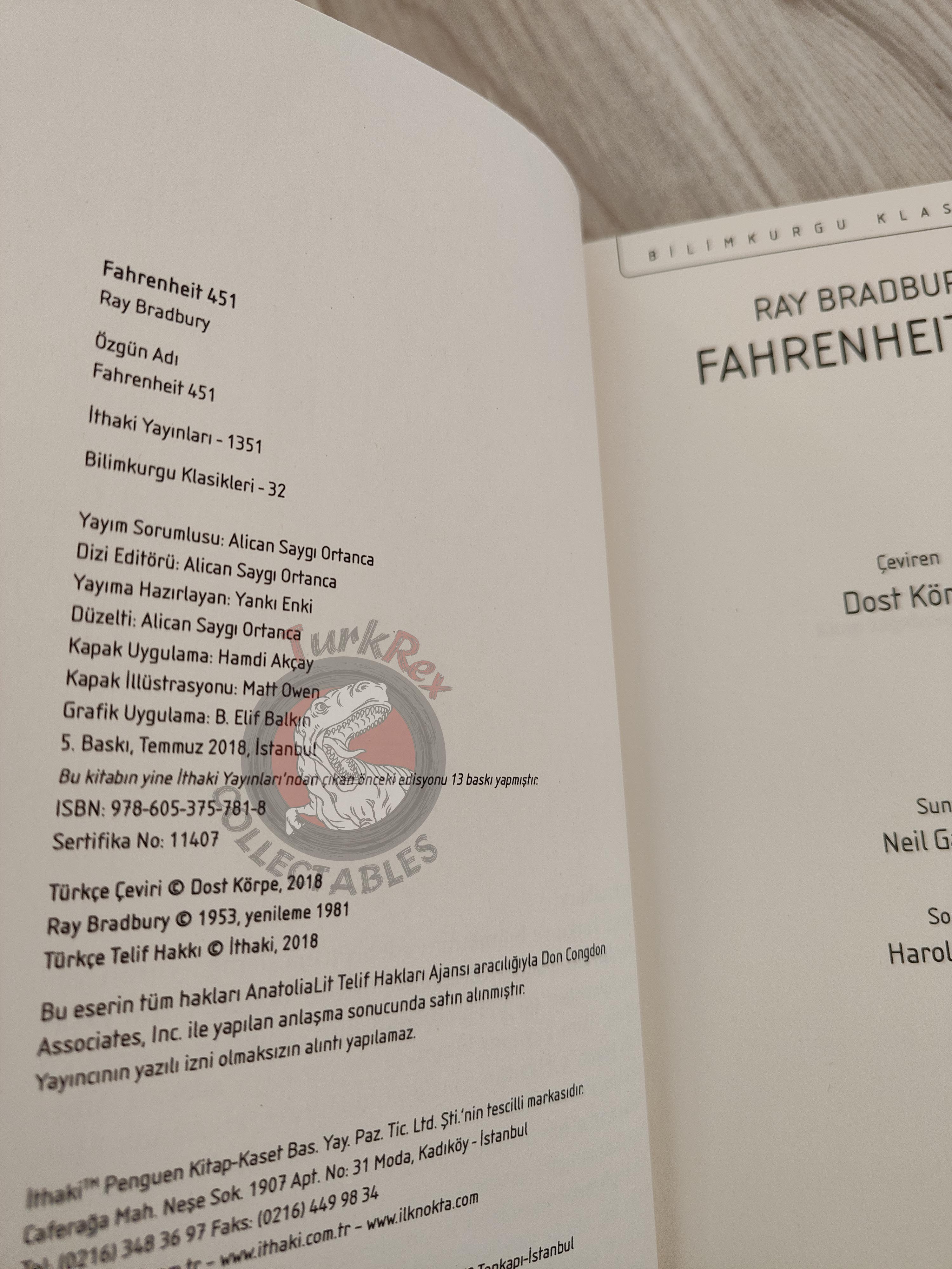 Ray Bradbury – Fahrenheit 451 2018 Turkish Book Turkey