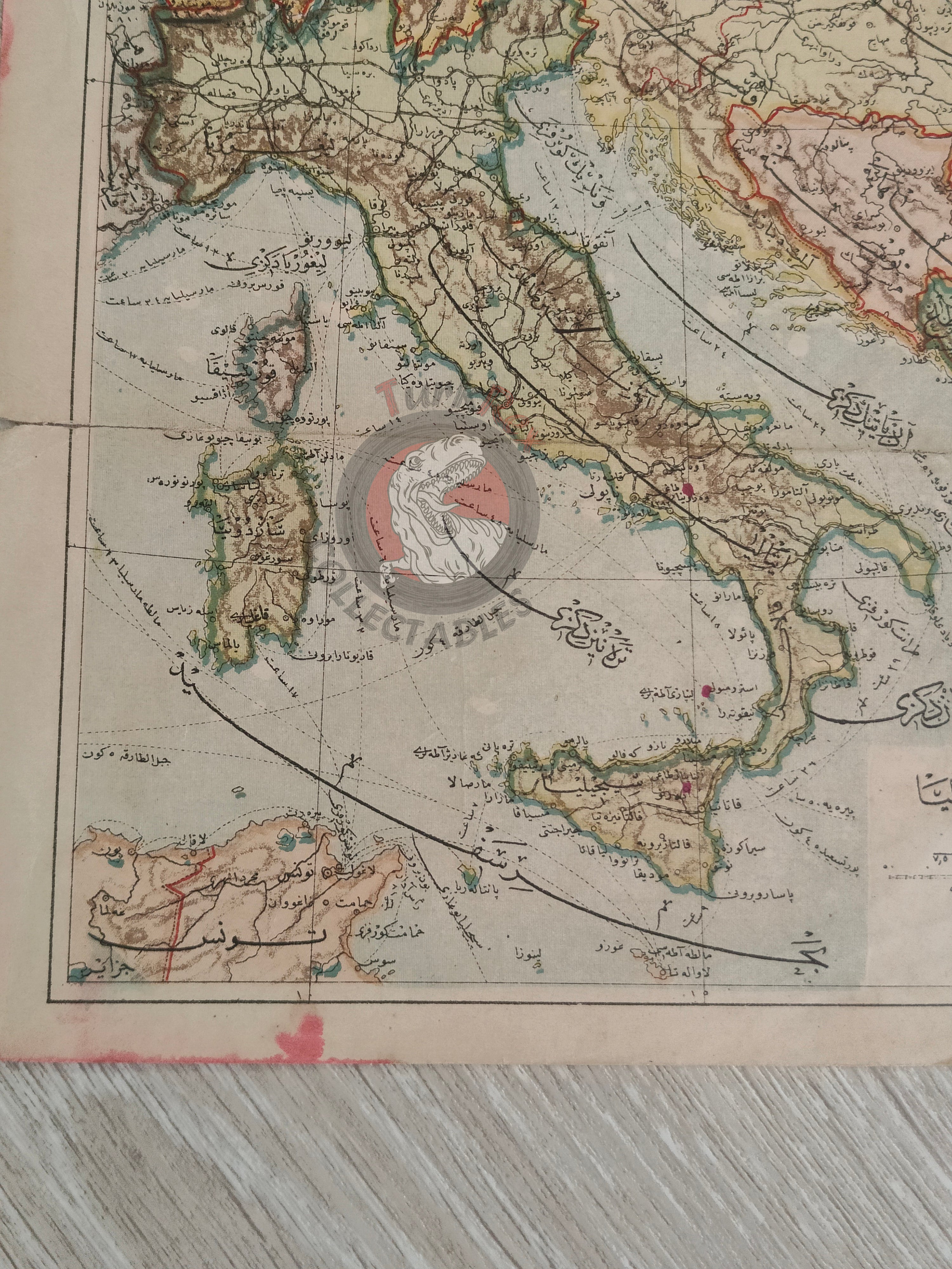 Italy 1906 Ottoman Atlas Map Empire Europe Sardegna Bosnia Crotia Montenegro