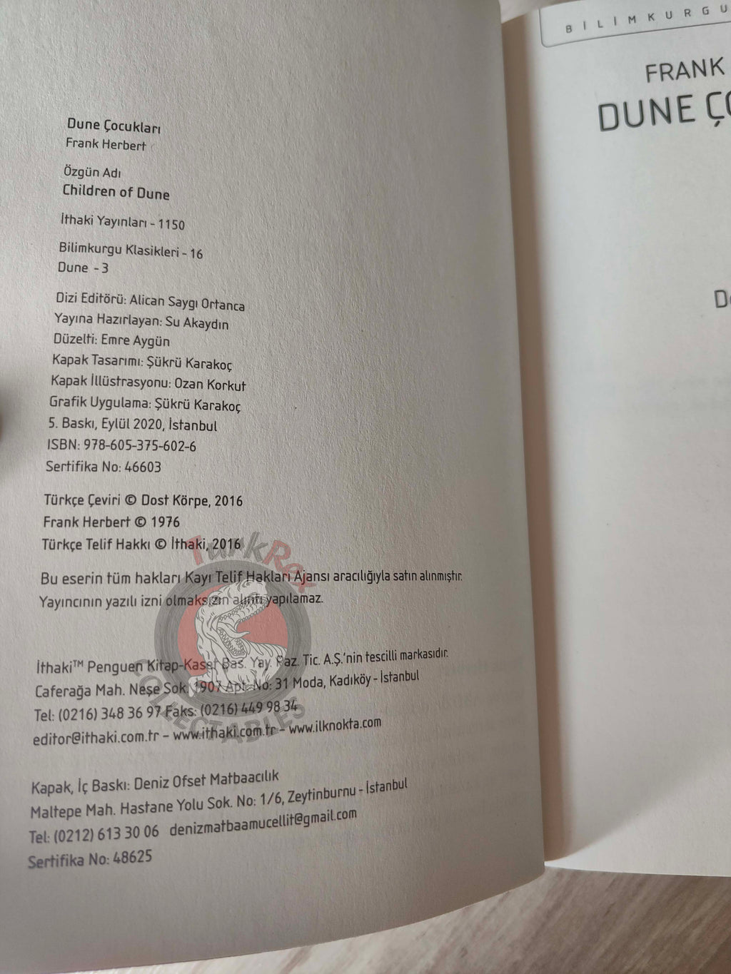 Frank Herbert – Children of Dune Turkish Book Turkey Dune Series