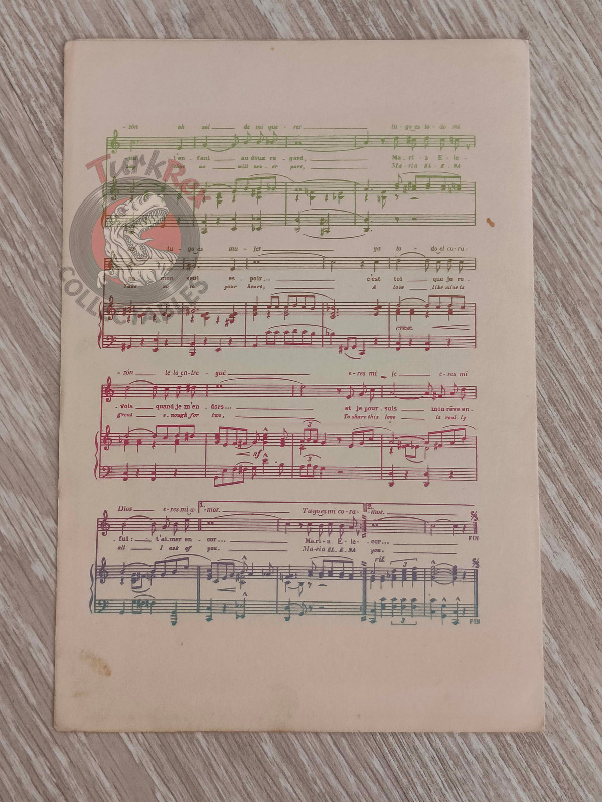 Los Machucambos – Maria Elena Turkish Vintage Musical Notes Sheet Turkey