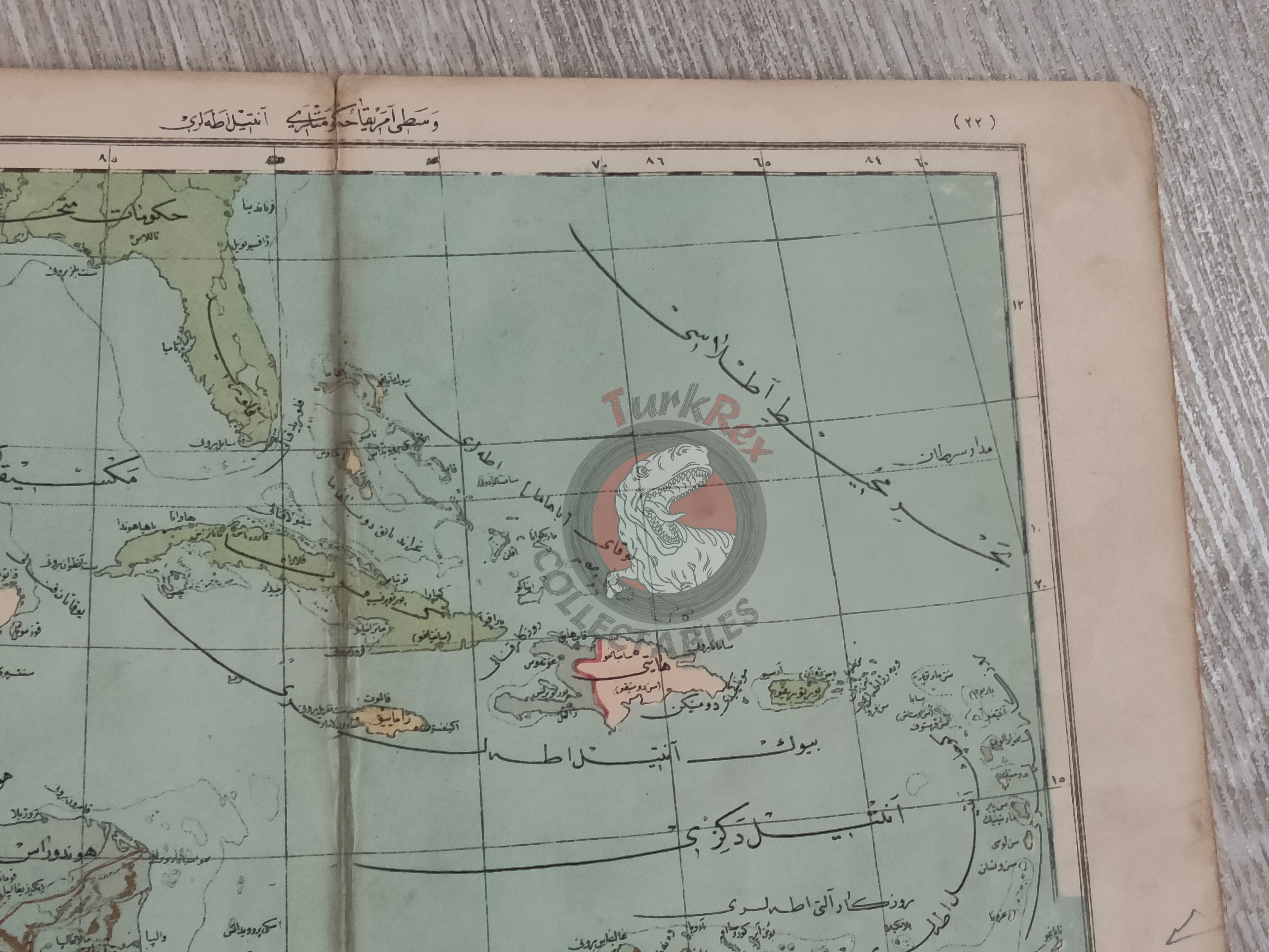 Mexico 1905 Ottoman Atlas Map Ottoman Empire Central America Cuba Guatemala