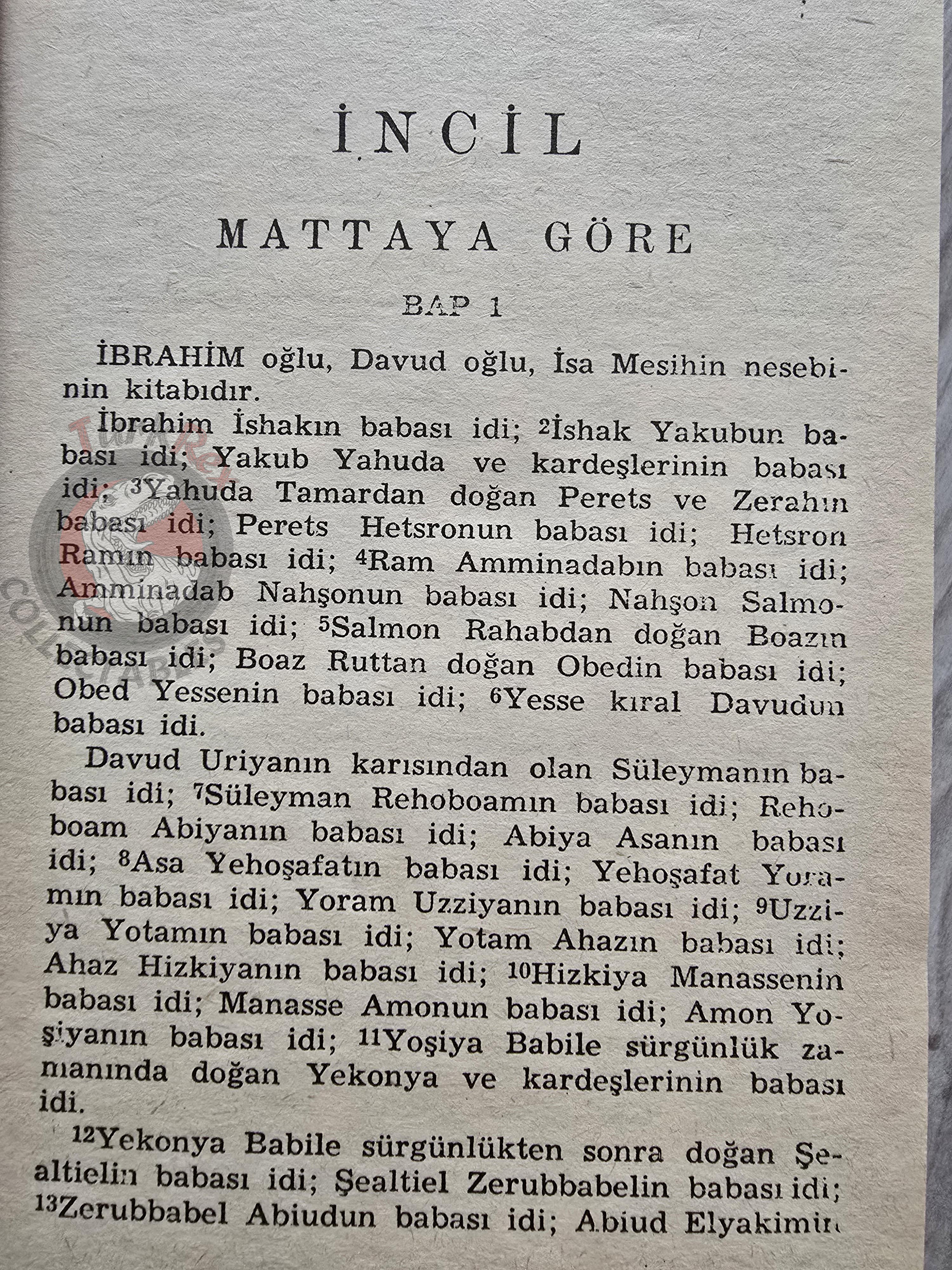 Bible The Holy Gospel 1967 Turkish Book New Testament