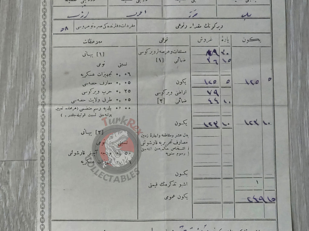 Ottoman Tax Receipt 1915 Kastamonu Dest-i Şirinzade Family Property Land