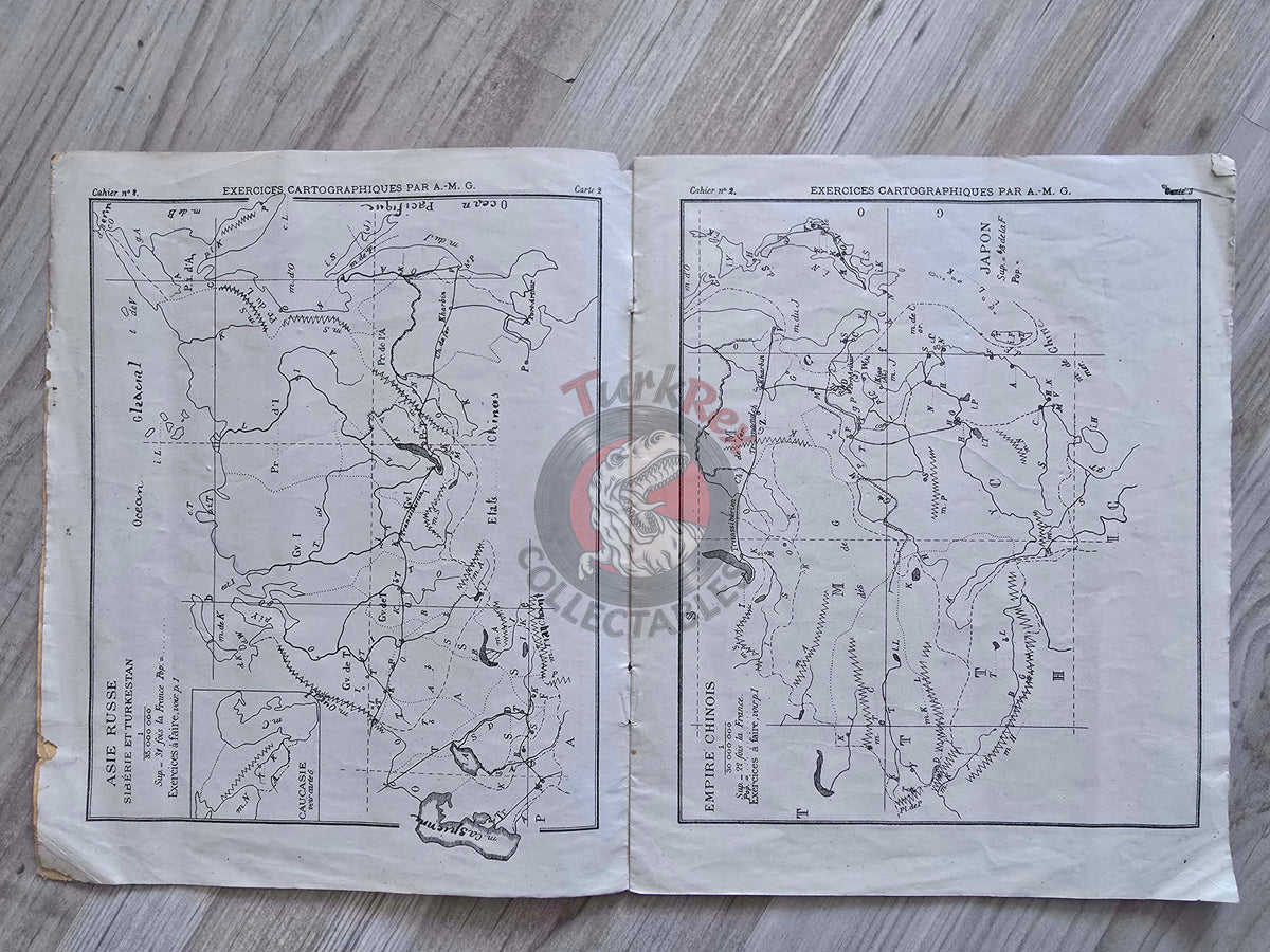 Ottoman Empire c. 1908 French Geography Workbook for Levantine Schools Palestine Arabian Peninsula Alexis-Marie Gochet