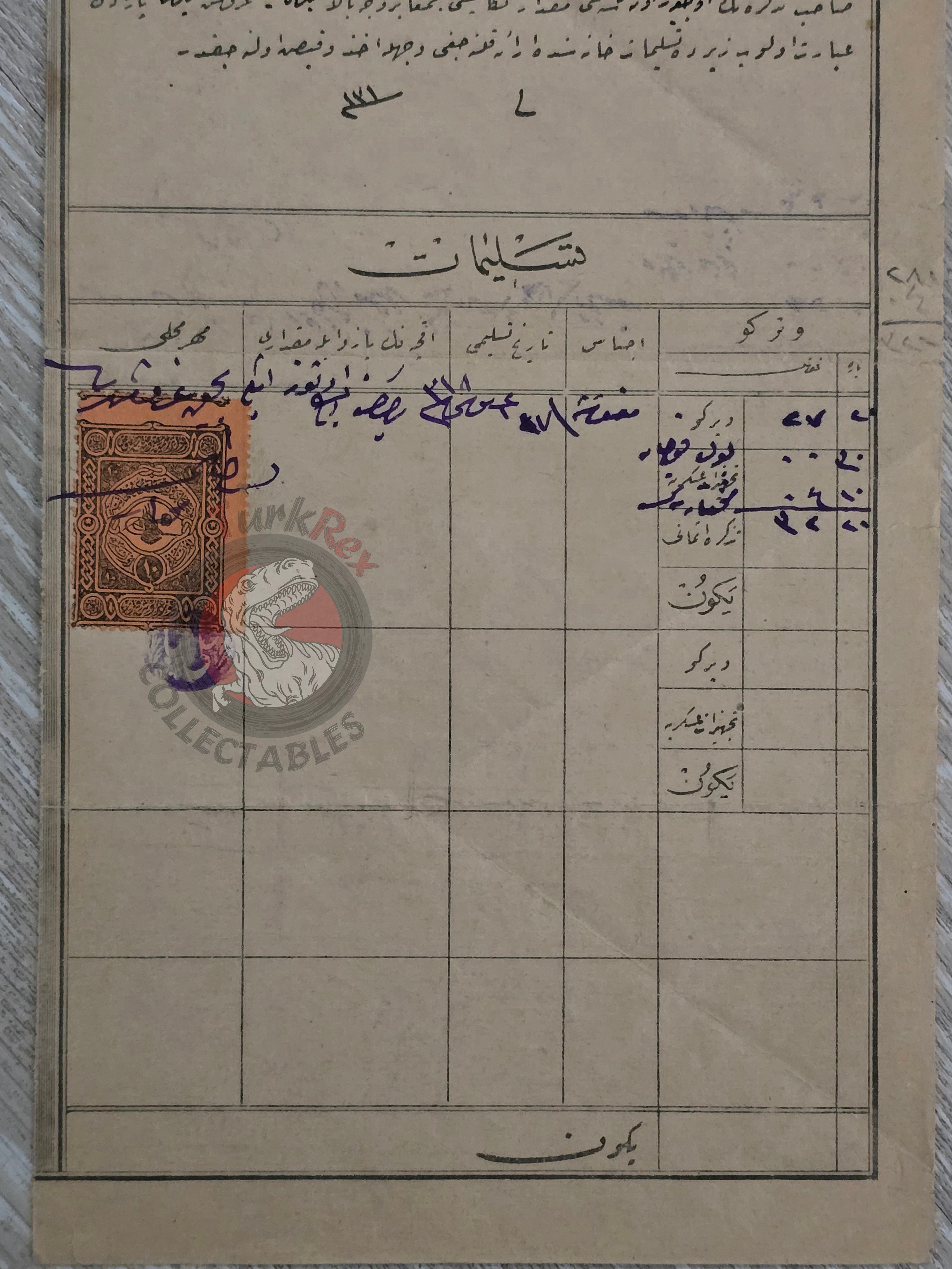 Ottoman Income Tax Receipt 1902 Elazığ Ebu Tahir Village Muslim Citizen