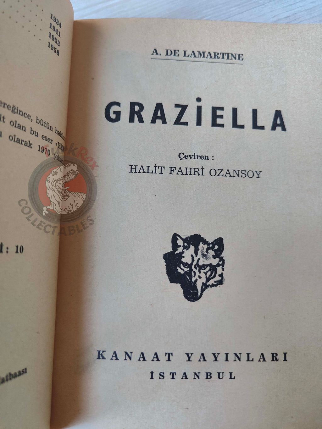 Alphonse de Lamartine – Graziella 1970 Turkish Book Turkey