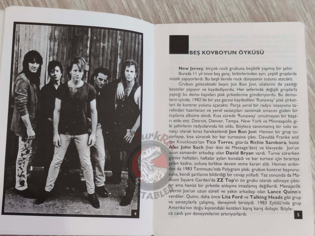 Bon Jovi Biography Book 1995 1st by Turkish Writer Book Turkey