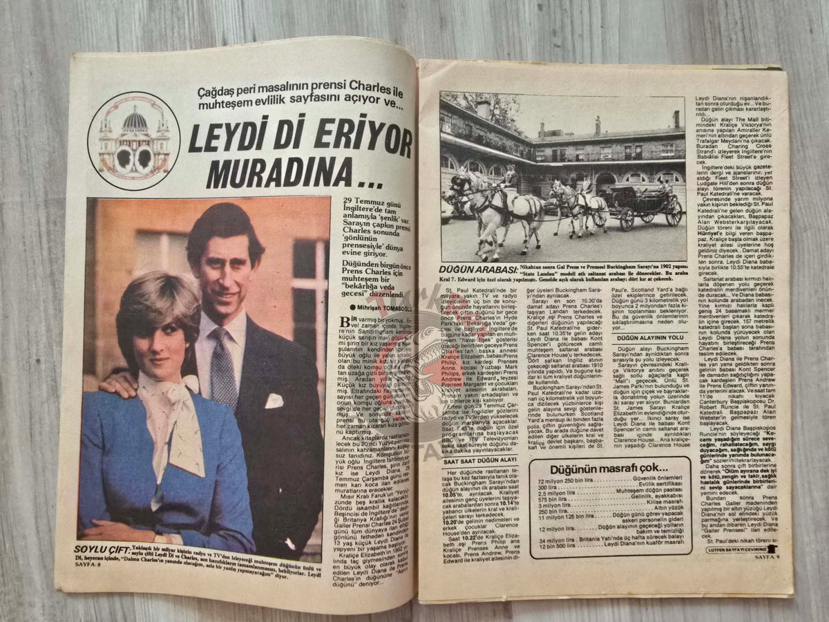 Turkish Magazine 8. Gün Turkey 1981 Princess Diana and Prince Charles Israel Middle East