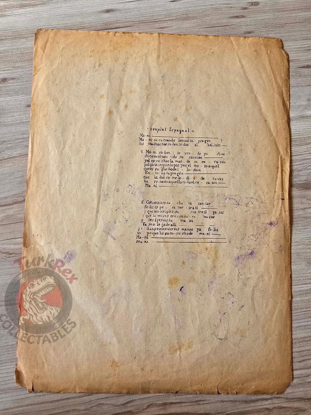 El Manisero (The Peanut Vendor) Greek Vintage Musical Notes Sheet Greece Michalis Gaitanos