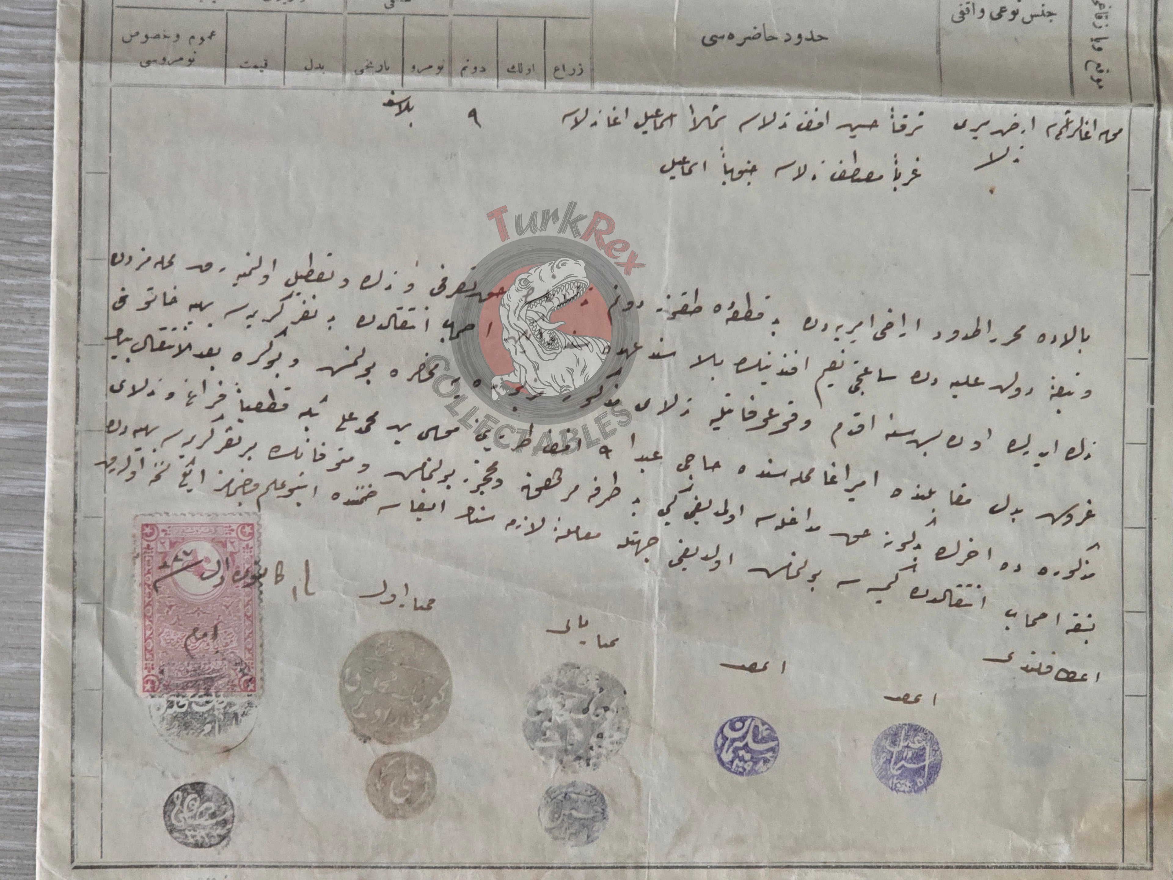 Ottoman 1911 Land Deed Field in Manisa Kırkağaç Watchmaker Title Deed