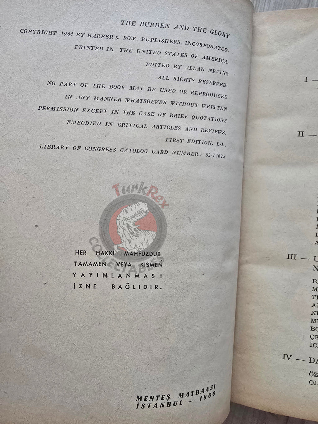 John F. Kennedy – The Burden and the Glory 1966 1st HC Turkish Book Turkey