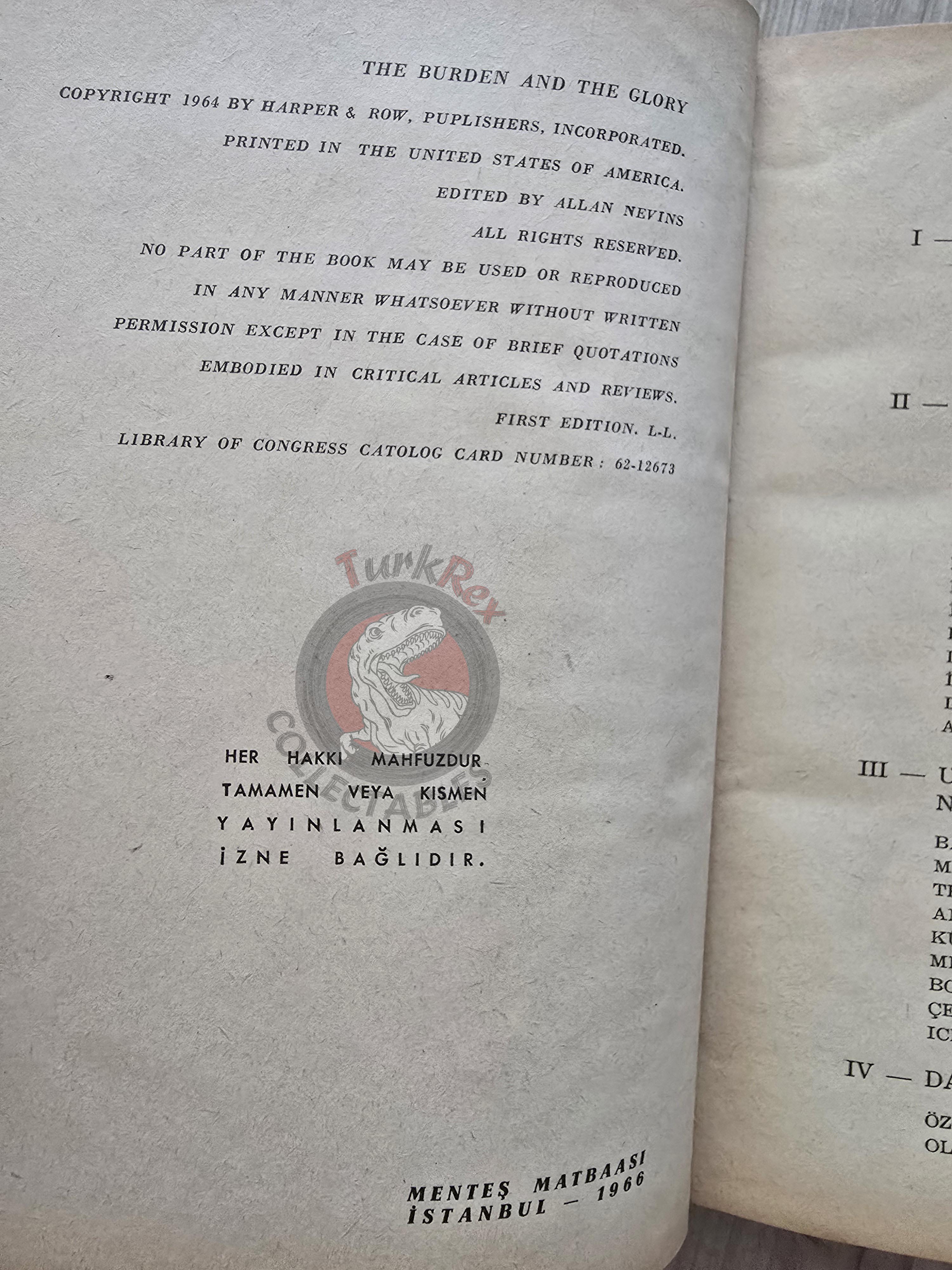 John F. Kennedy – The Burden and the Glory 1966 1st HC Turkish Book Turkey