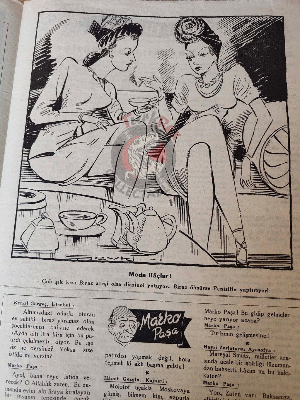 Akbaba 1946 Humor Magazine Turkish Turkey  Hitler Mussolini WW2 era Germany Italy