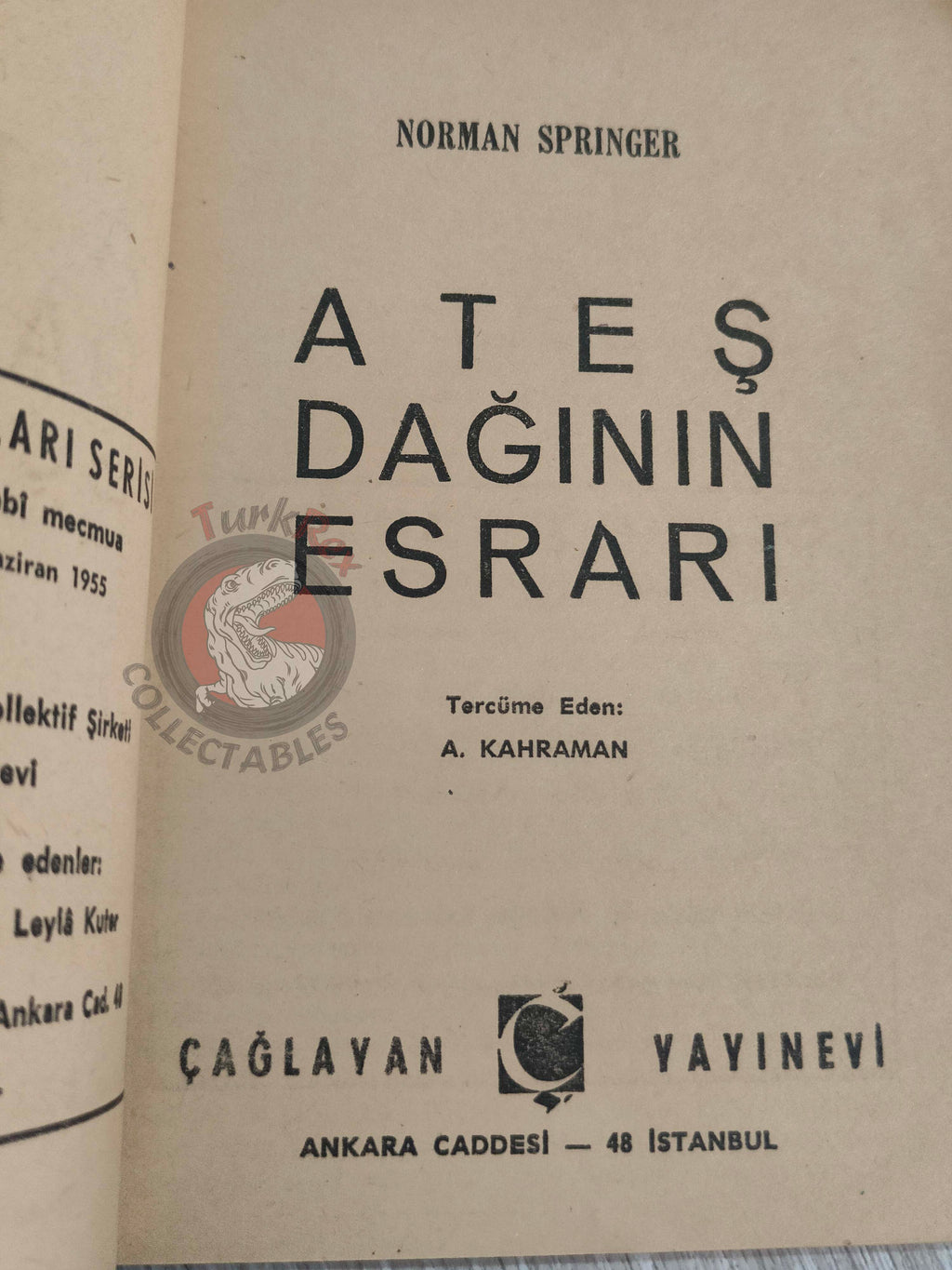 Norman Springer – Fire Mountain 1955 1st Turkish Book Turkey