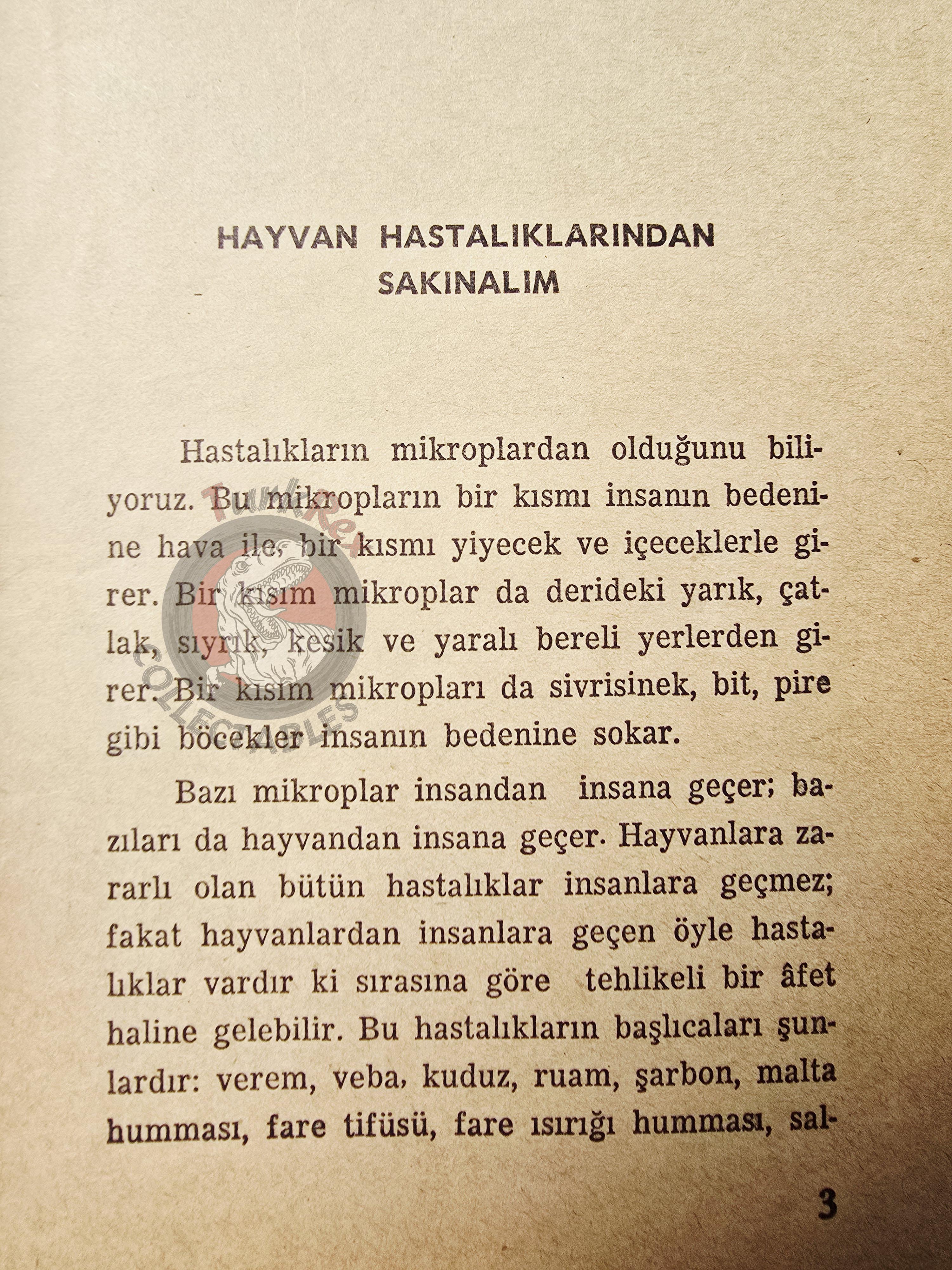 American Marshall Plan - Let's Protect from Animal Diseases 1952 1st Turkish Book Turkey