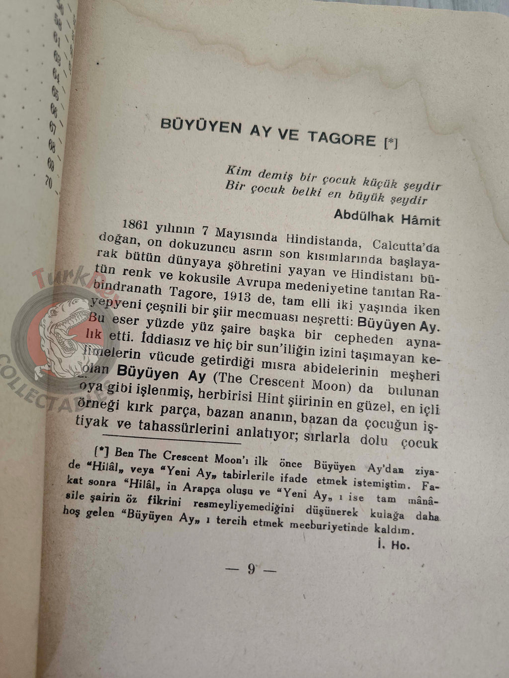 Rabindranath Tagore – The Crescent Moon 1944 Turkish Book Turkey