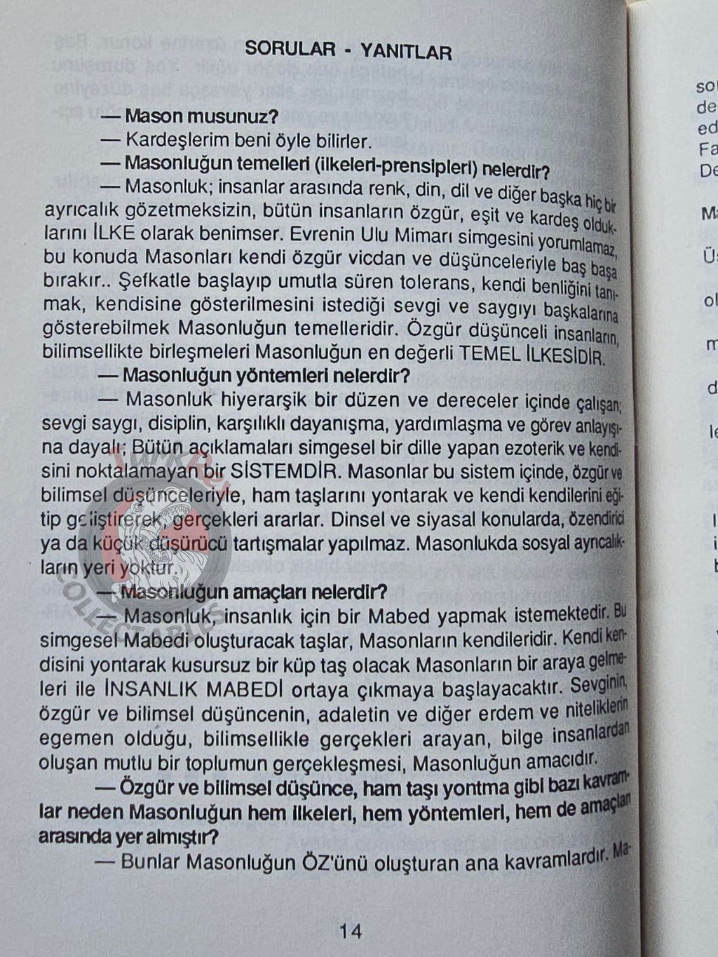 Turkish Freemasonry 1st Degree Ritual Apprentice 1991 Booklet Masonic Masons of Turkey Signed
