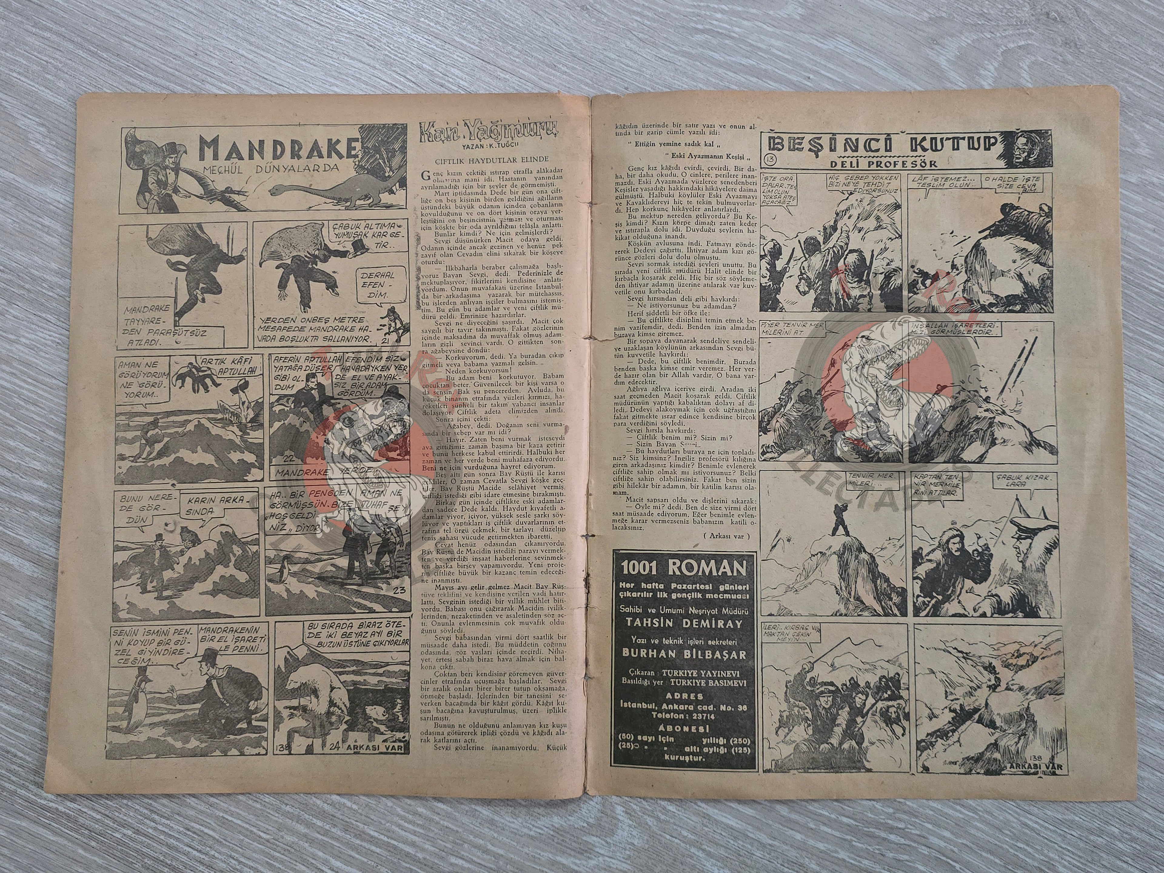 1001 Roman #138 1942 Turkish Comic Turkey Phantom Mandrake King of the Royal Mounted