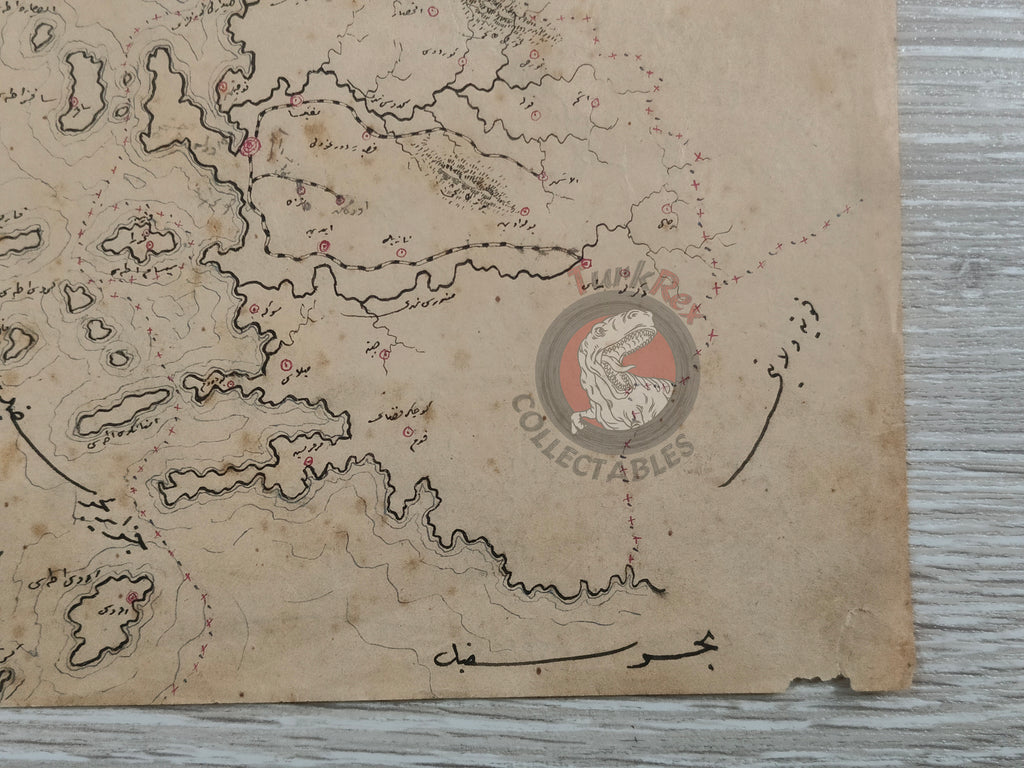 Ottoman Empire Hand-Drawn Map Konia and Aidin Vilayet 1890s Manuscript Anatolia Cyprus