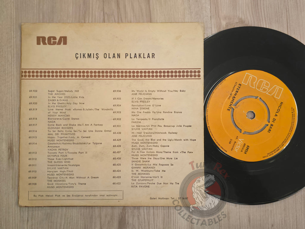 Nicola Di Bari – Eternamente 7" Turkish Pressing Vinyl Turkey Edition
