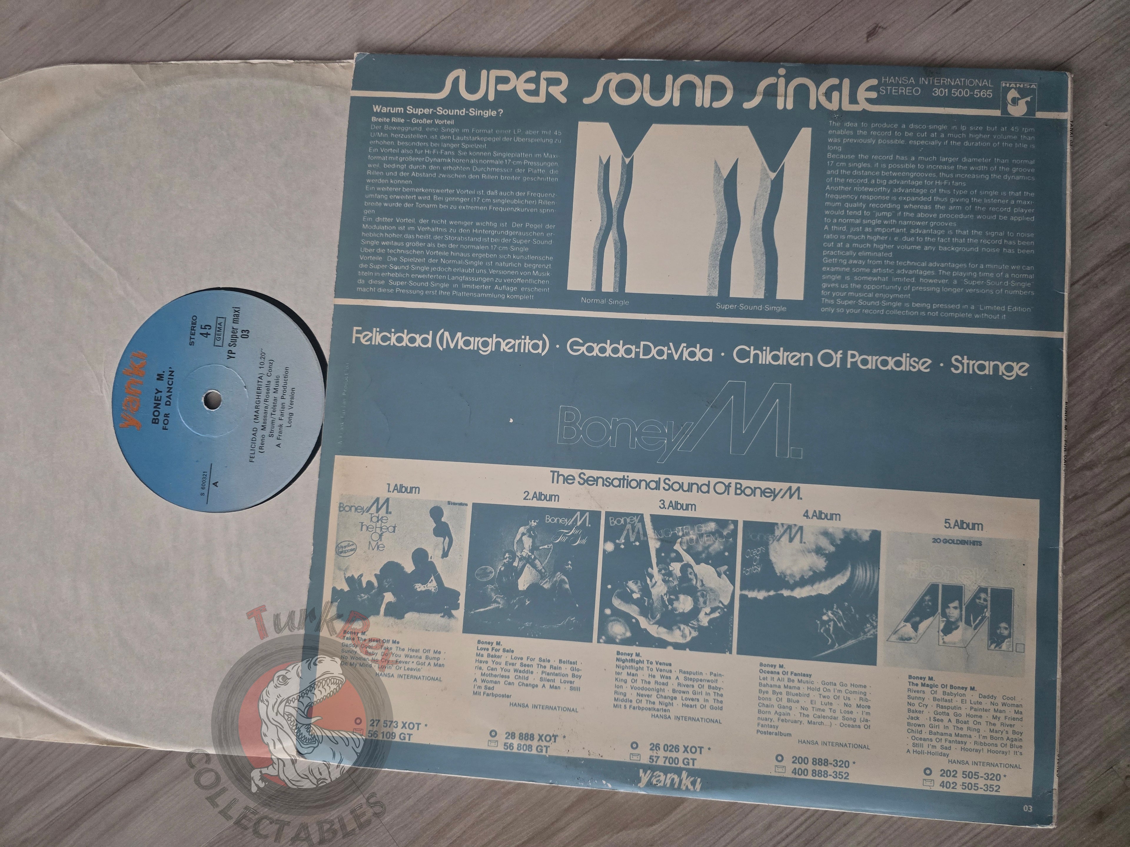 Boney M. – For Dancin' Turkish Pressing Vinyl Turkey Edition