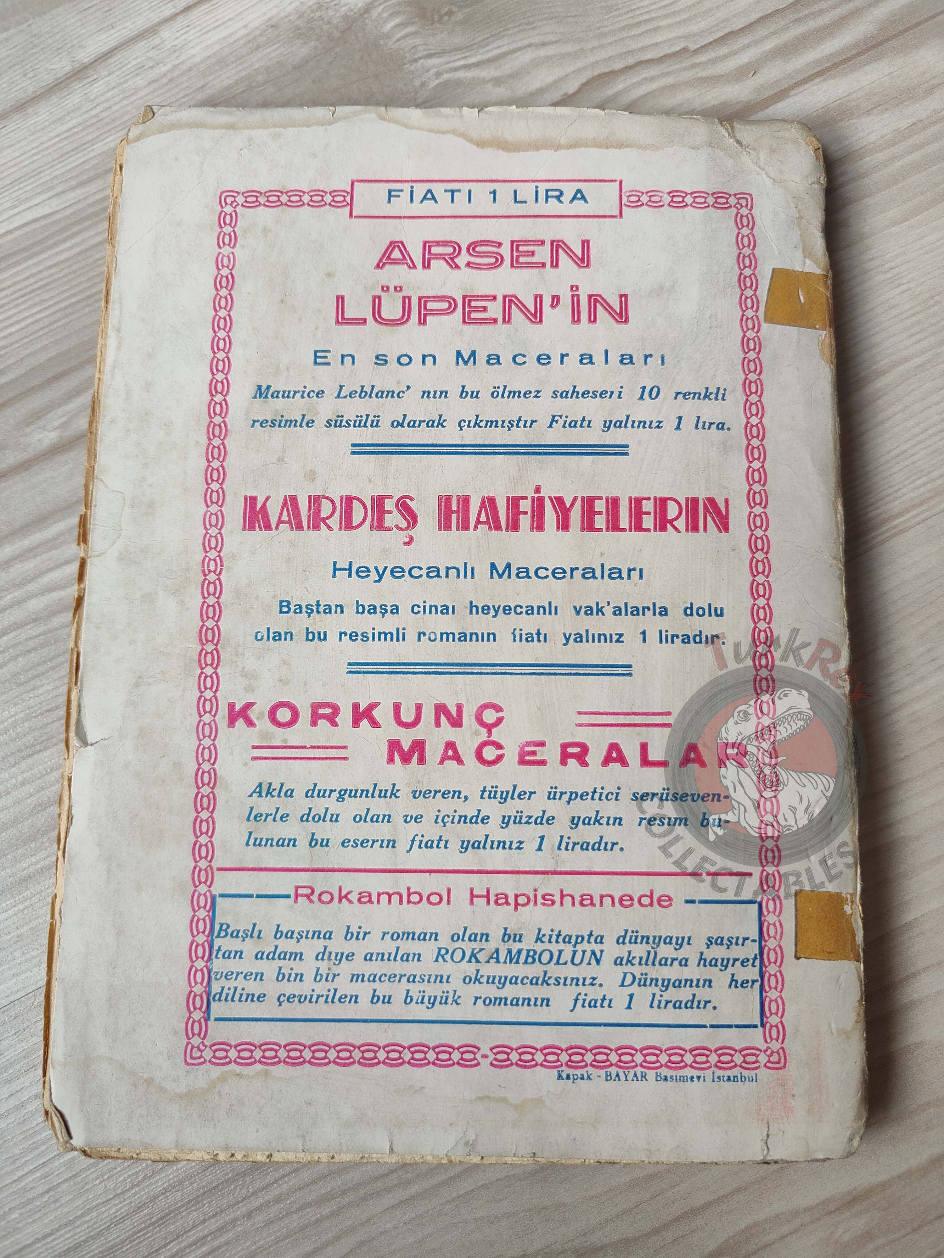 Pierre Alexis Ponson du Terrail – Rocambole L’Héritage Mystérieux 1944 1st Turkish Book Turkey