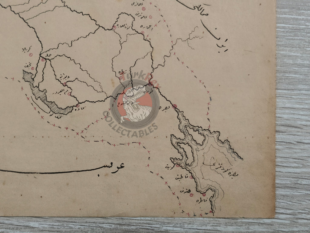 Ottoman Empire Hand-Drawn Map Baghdad Vilayet 1890s Manuscript Middle East Persian Gulf
