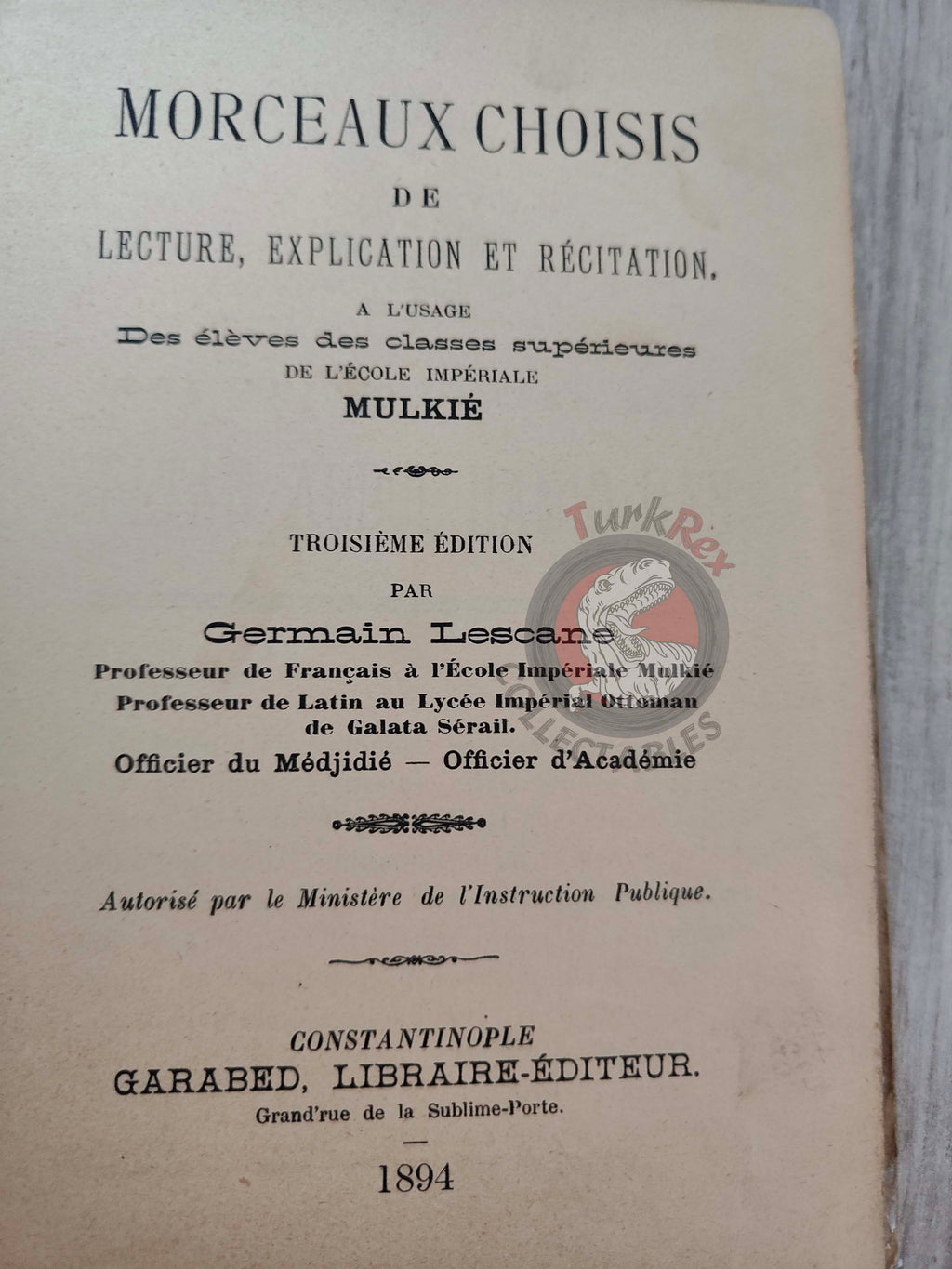 French Education Book Used in Ottoman Empire 1894 Germain Lescane Galatasaray