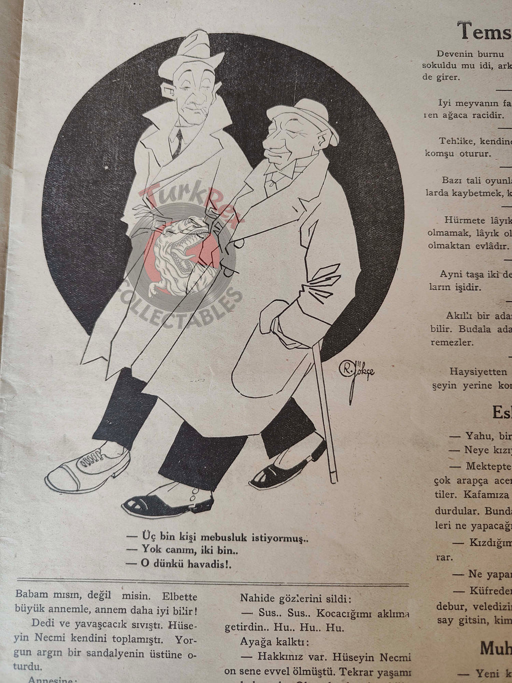 Akbaba 1934 Humor Magazine Turkish Turkey Santa Claus Brings New Year Gifts War WW2 era Hitler