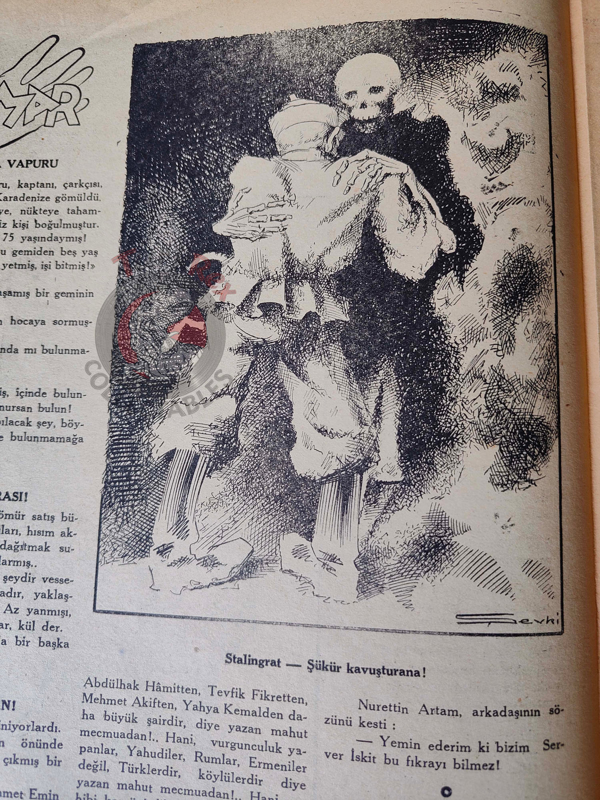 Akbaba 1943 Humor Magazine Turkish Turkey Germany Uncle Sam WW2 era Russia Churchill İnönü