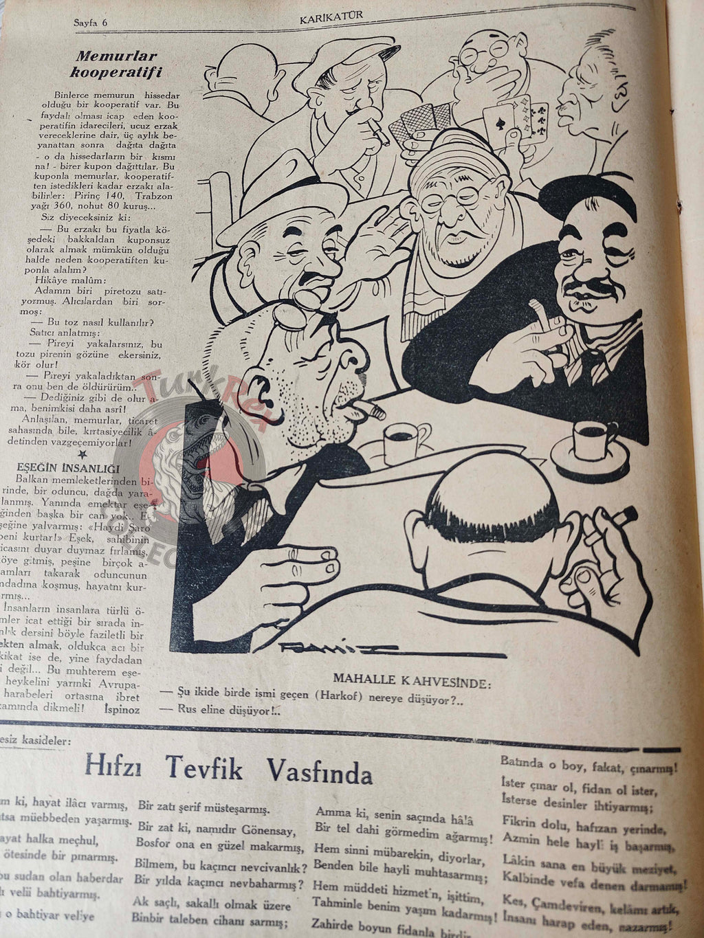 Karikatür 1943 Humor Magazine Turkish Turkey Japan Pacific United States WW2 era China