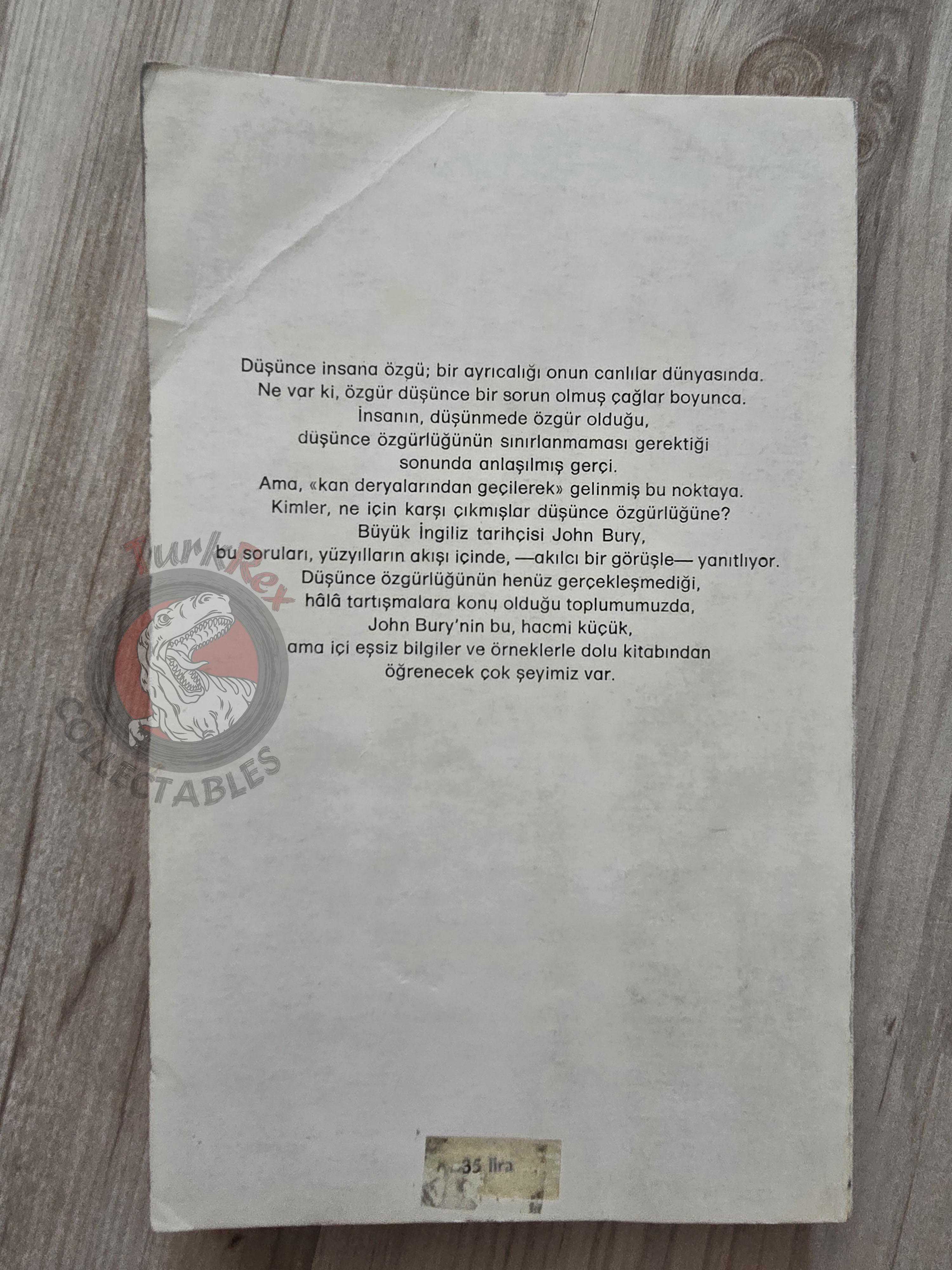 John Bagnell Bury – A History of Freedom of Thought 1978 Turkish Book Turkey
