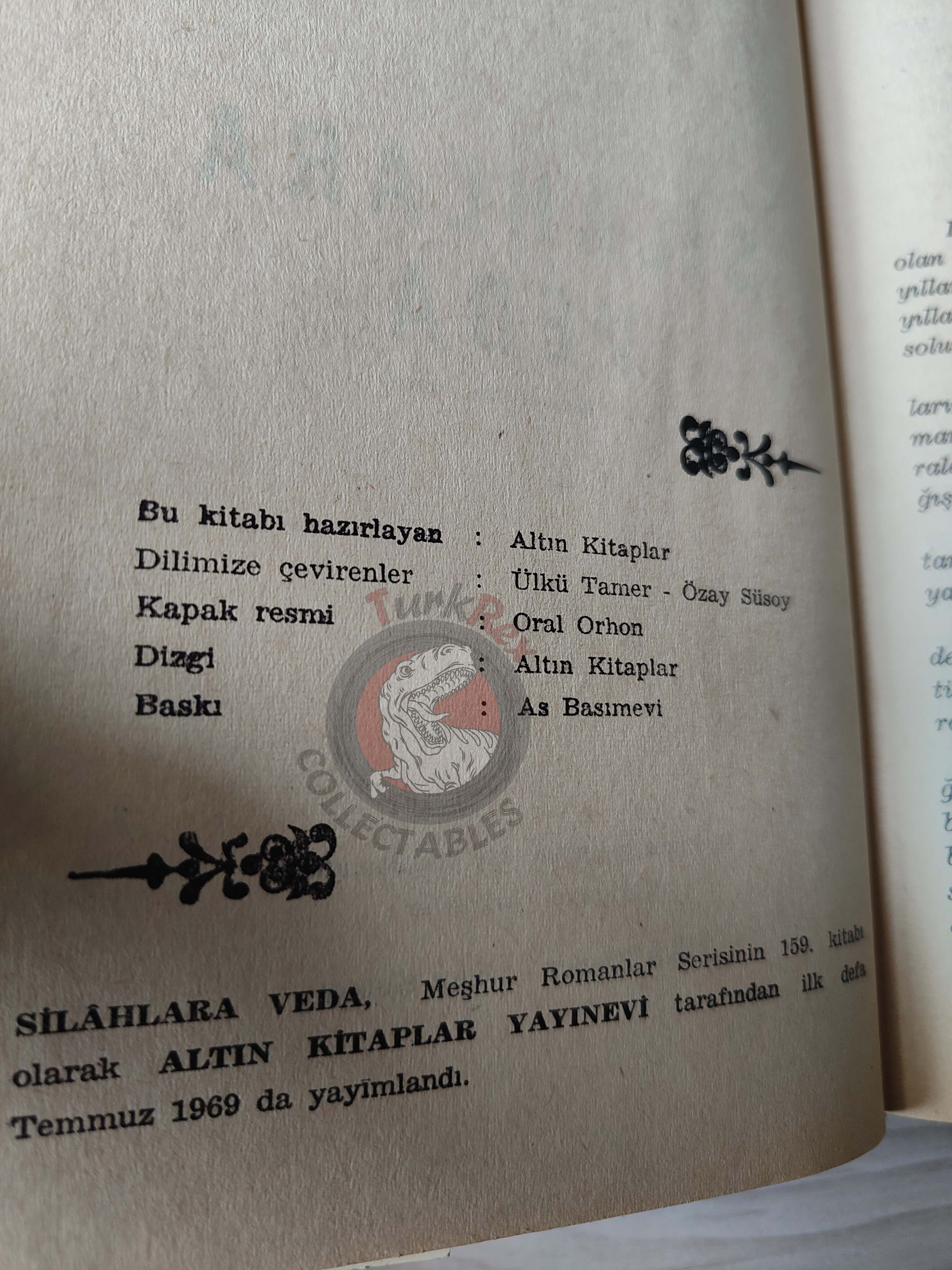 Ernest Hemingway – A Farewell to Arms 1969 HC/DJ Turkish Book Turkey