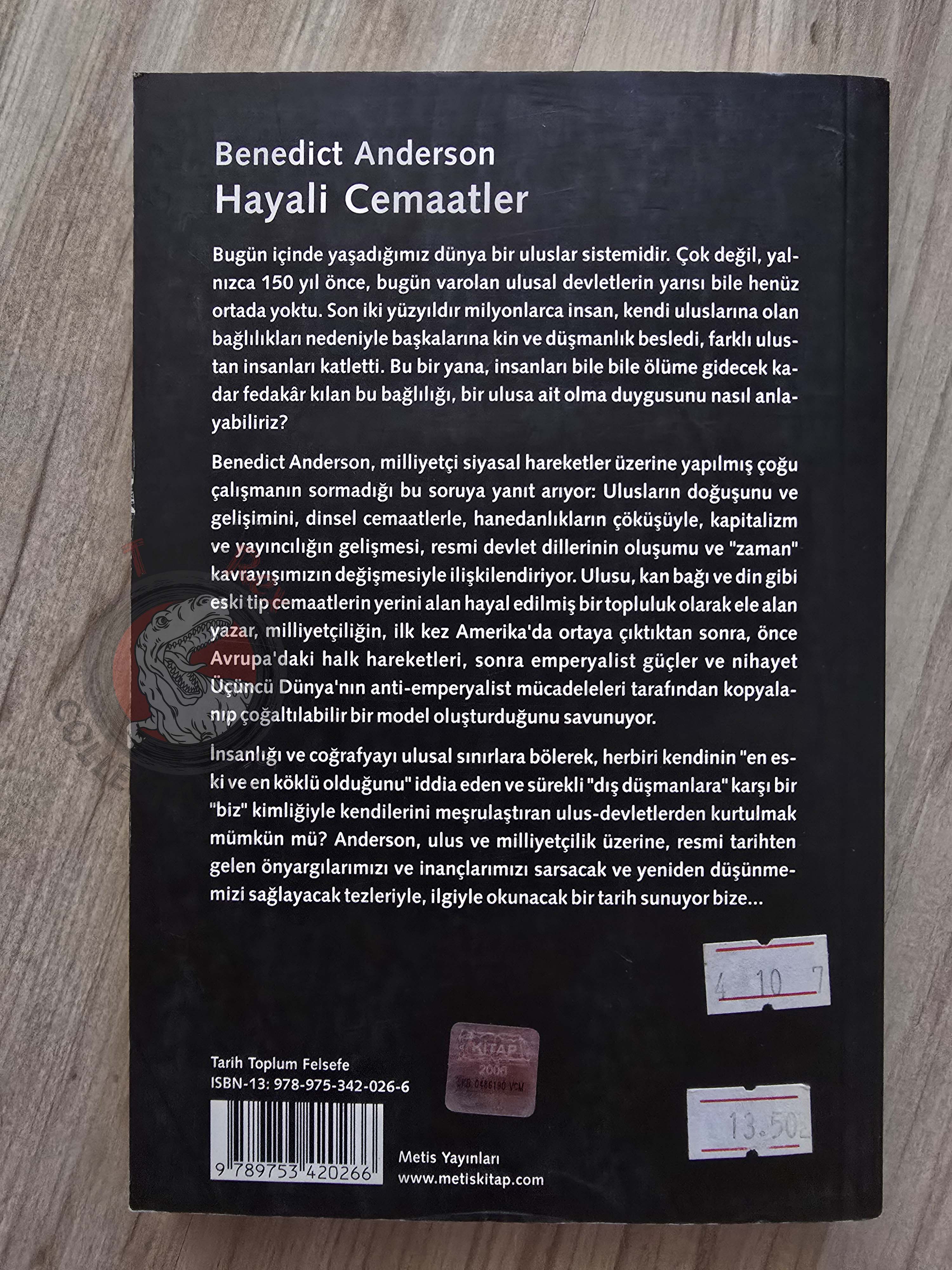 Benedict Anderson – Imagined Communities 2007 Turkish Book Turkey