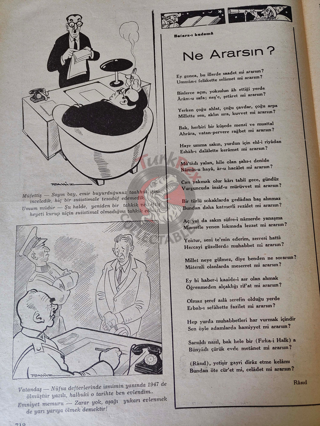 Mizah 1948 Humor Magazine Turkish Turkey Uncle Sam Moscow Conference Soviet Russia USA