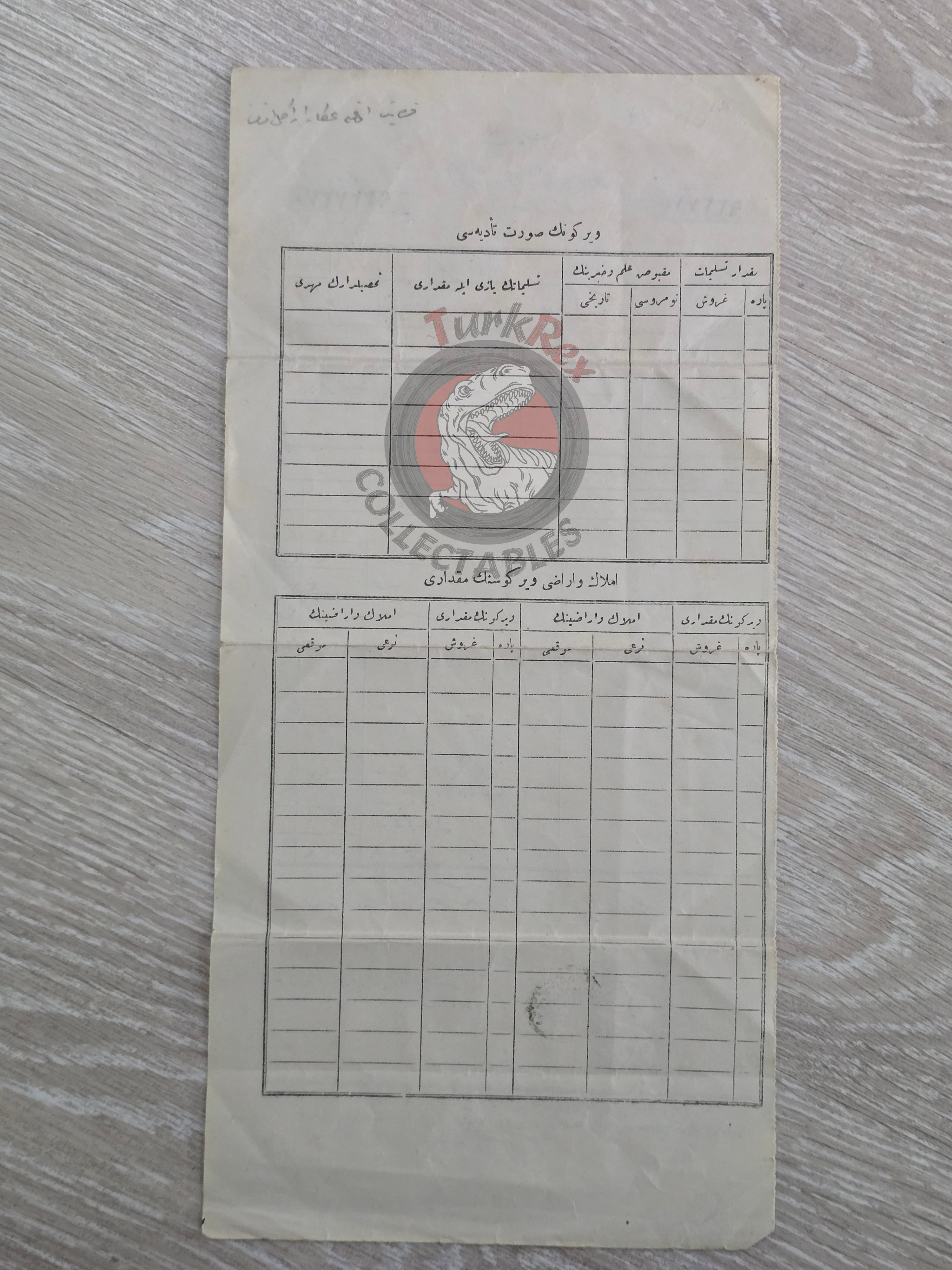 Ottoman Tax Receipt 1914 Armenian Taxpayer Konya Empire Armenia Anatolia