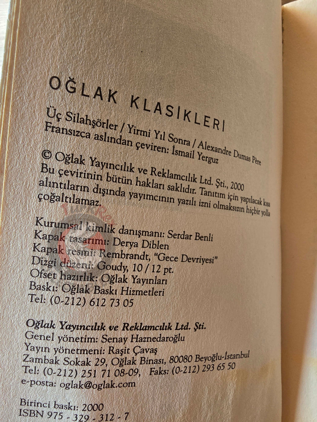 Alexandre Dumas – The Three Musketeers: Twenty Years After 2000 Turkish Book Turkey
