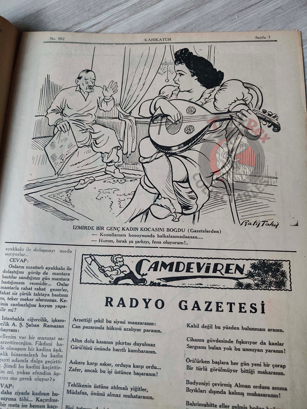 Karikatür 1941 Humor Magazine Turkish Turkey Russia United States Germany WW2 era Churchill
