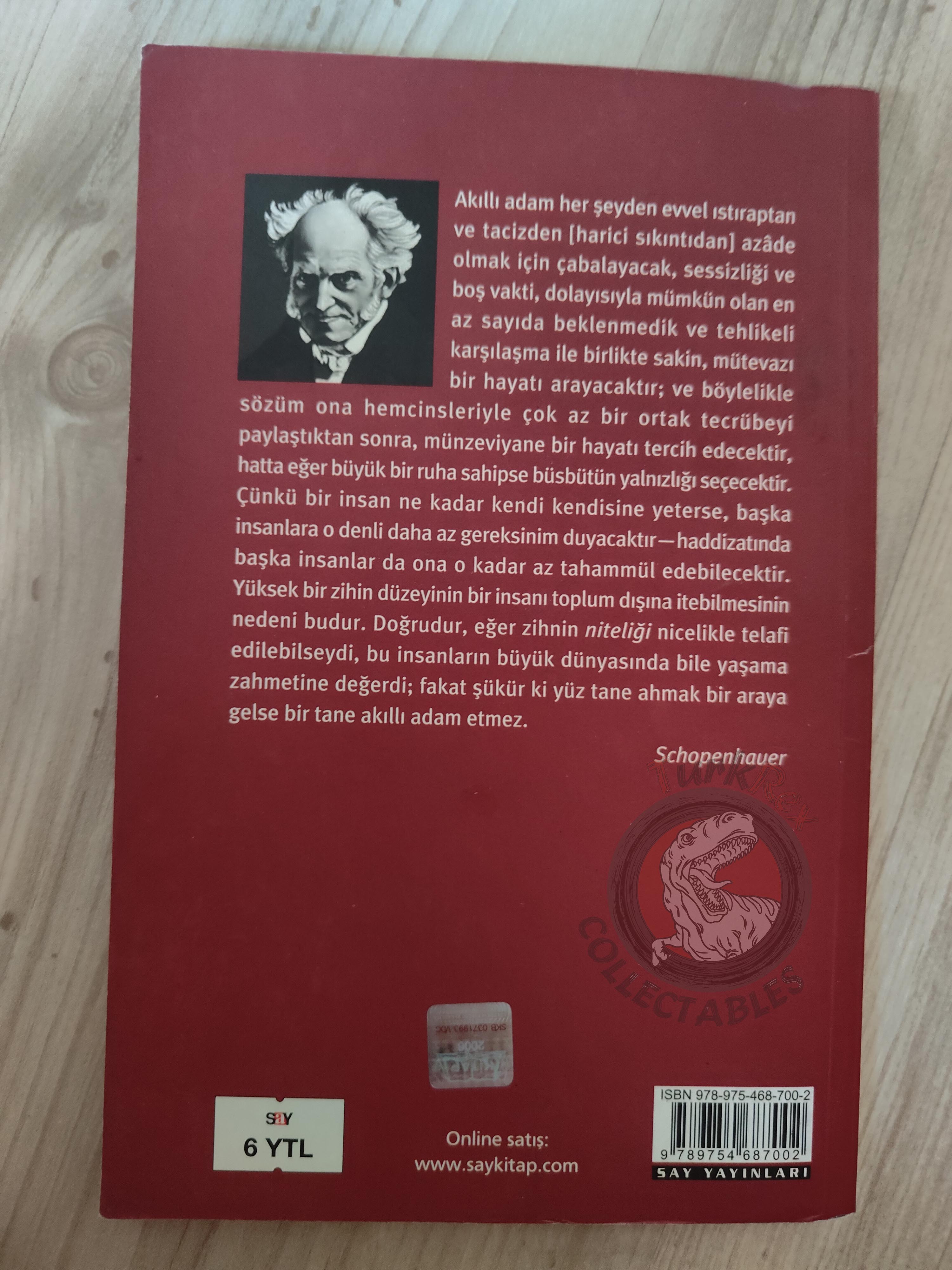 Arthur Schopenhauer – Über Lesen und Bücher 2007 Turkish Book Turkey