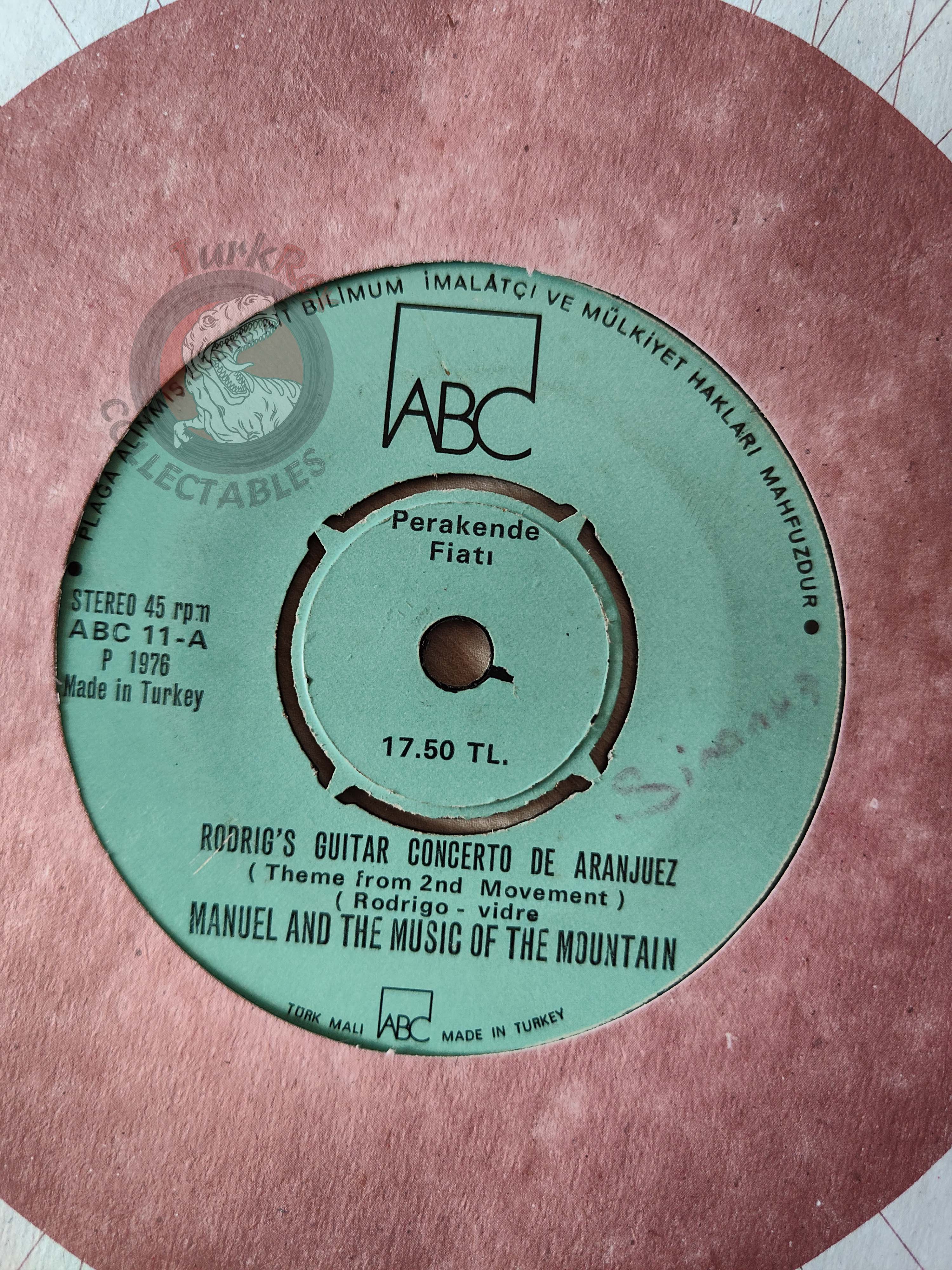 Manuel And The Music Of The Mountains – Rodrigo's Guitar Concerto De Aranjuez 7" Turkish Pressing Vinyl Turkey Edition