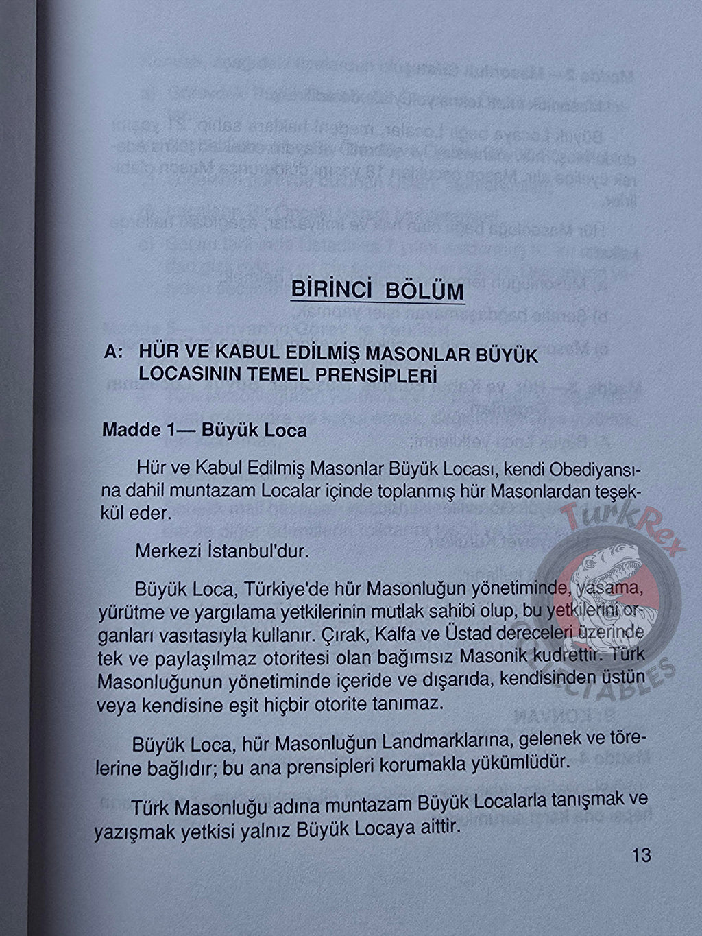 Basic Principles of Freemasonry and Constitution of the Grand Lodge 2006 Masonic Masons Turkish Turkey