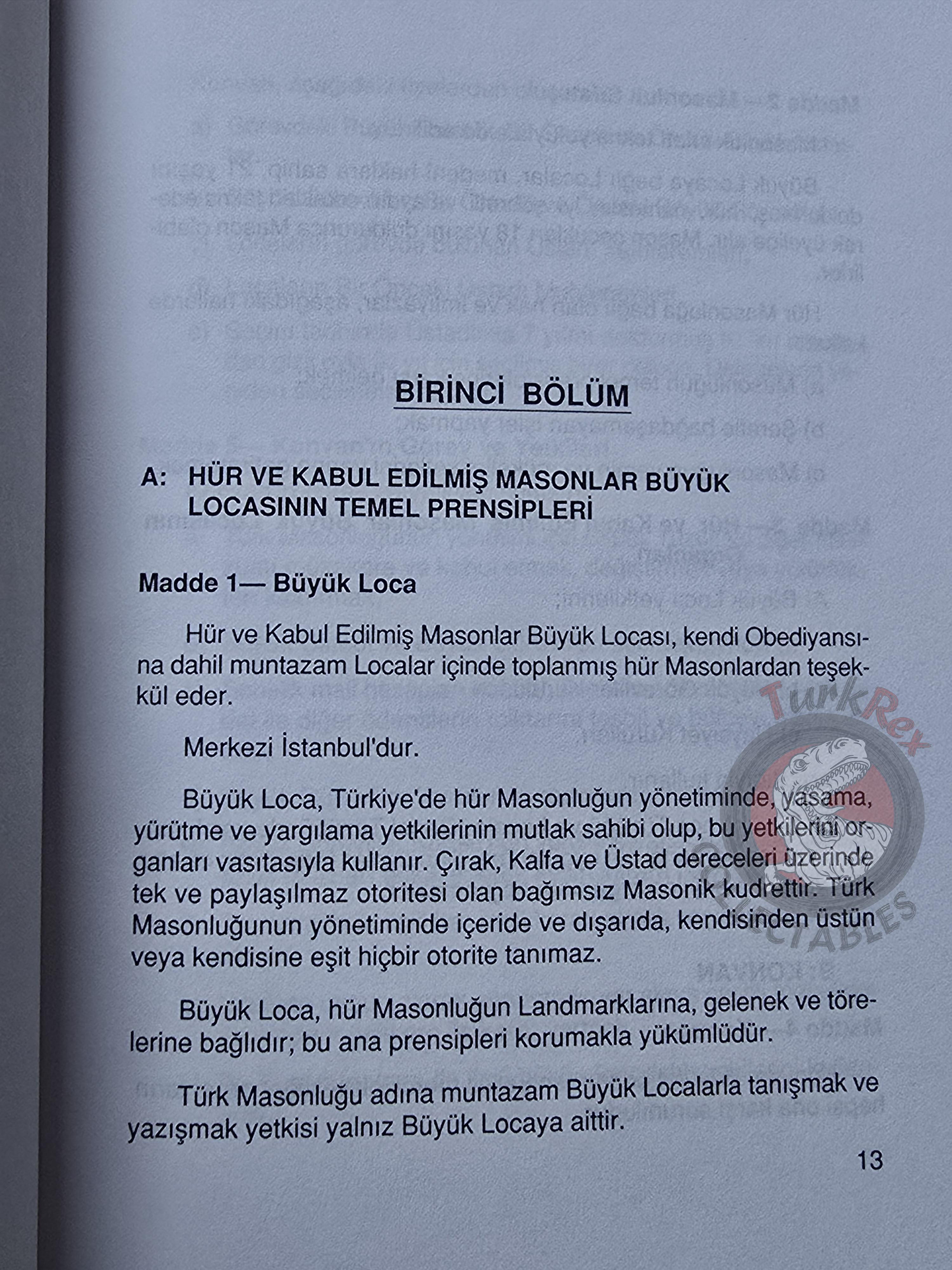 Basic Principles of Freemasonry and Constitution of the Grand Lodge 2006 Masonic Masons Turkish Turkey