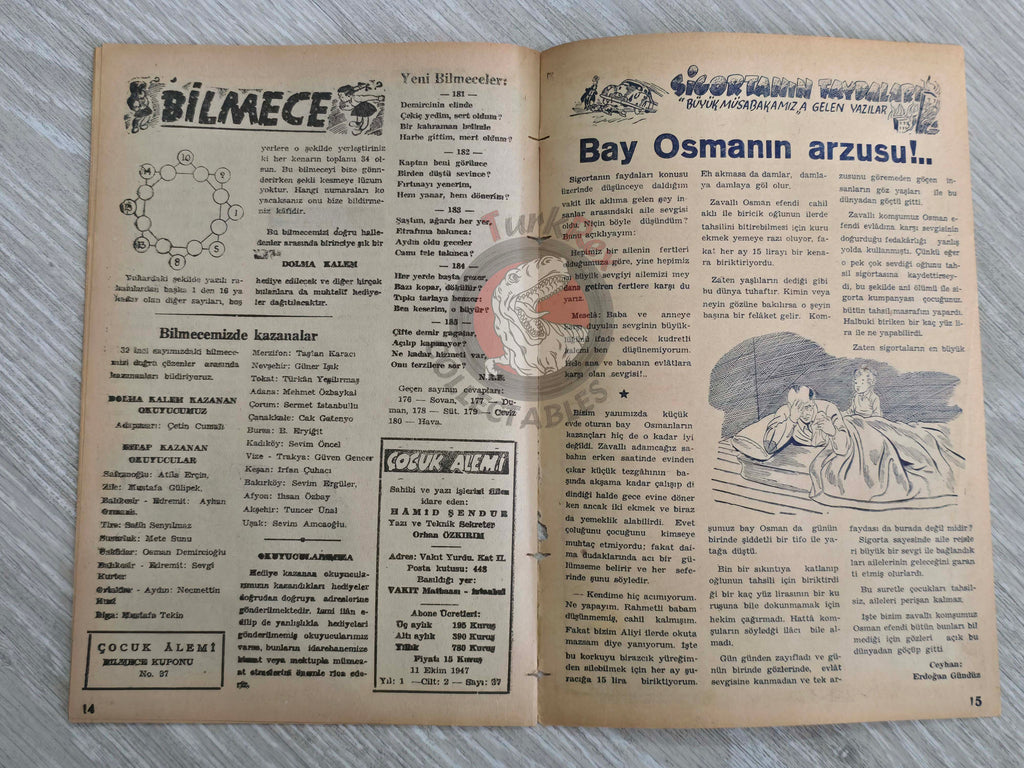Çocuk Alemi #37 Captain Marvel Jr 1947 Don Winslow of the Navy Turkish Comic Turkey