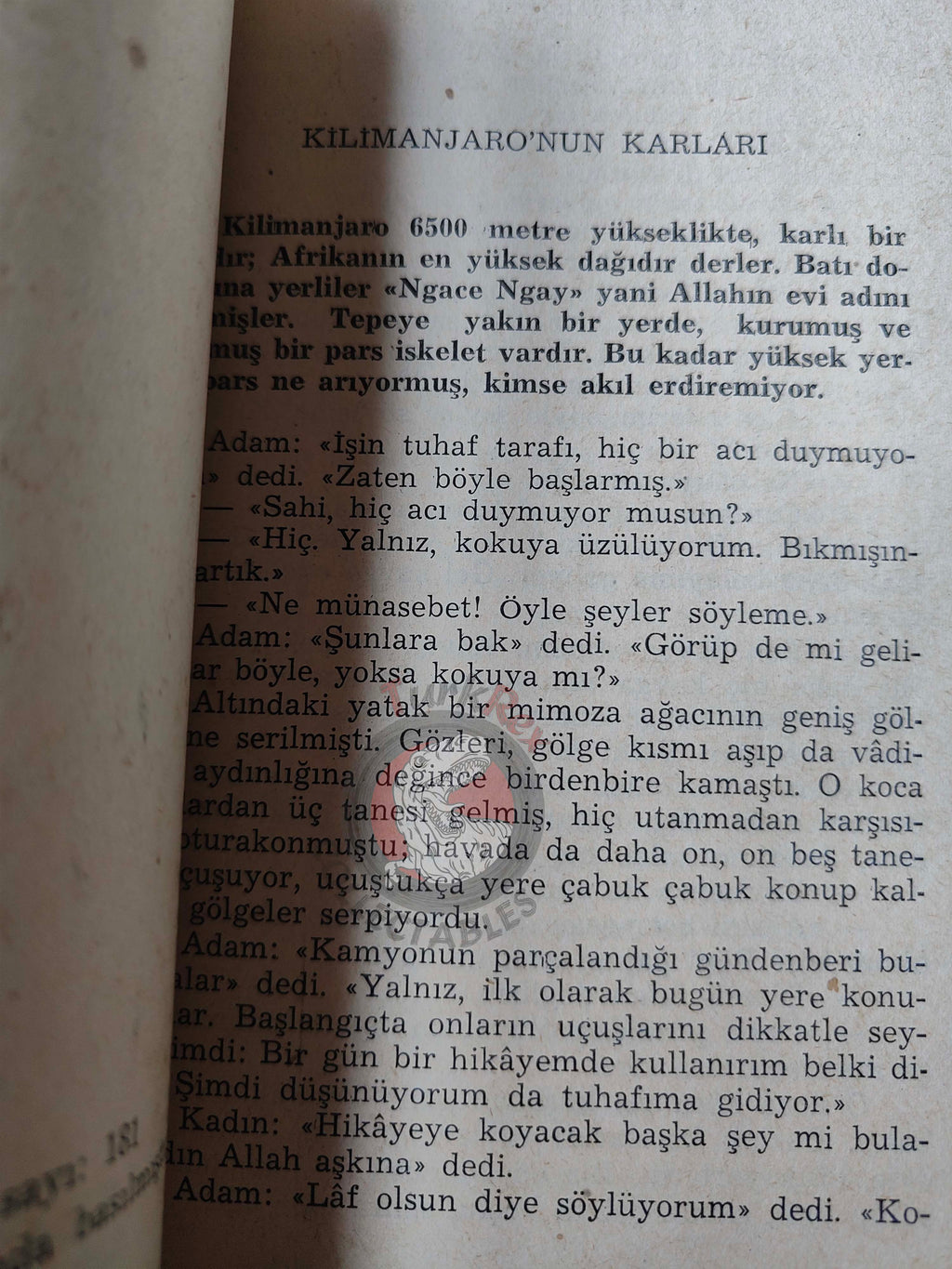 Ernest Hemingway – The Snows of Kilimanjaro 1953 1st Turkish Book Turkey