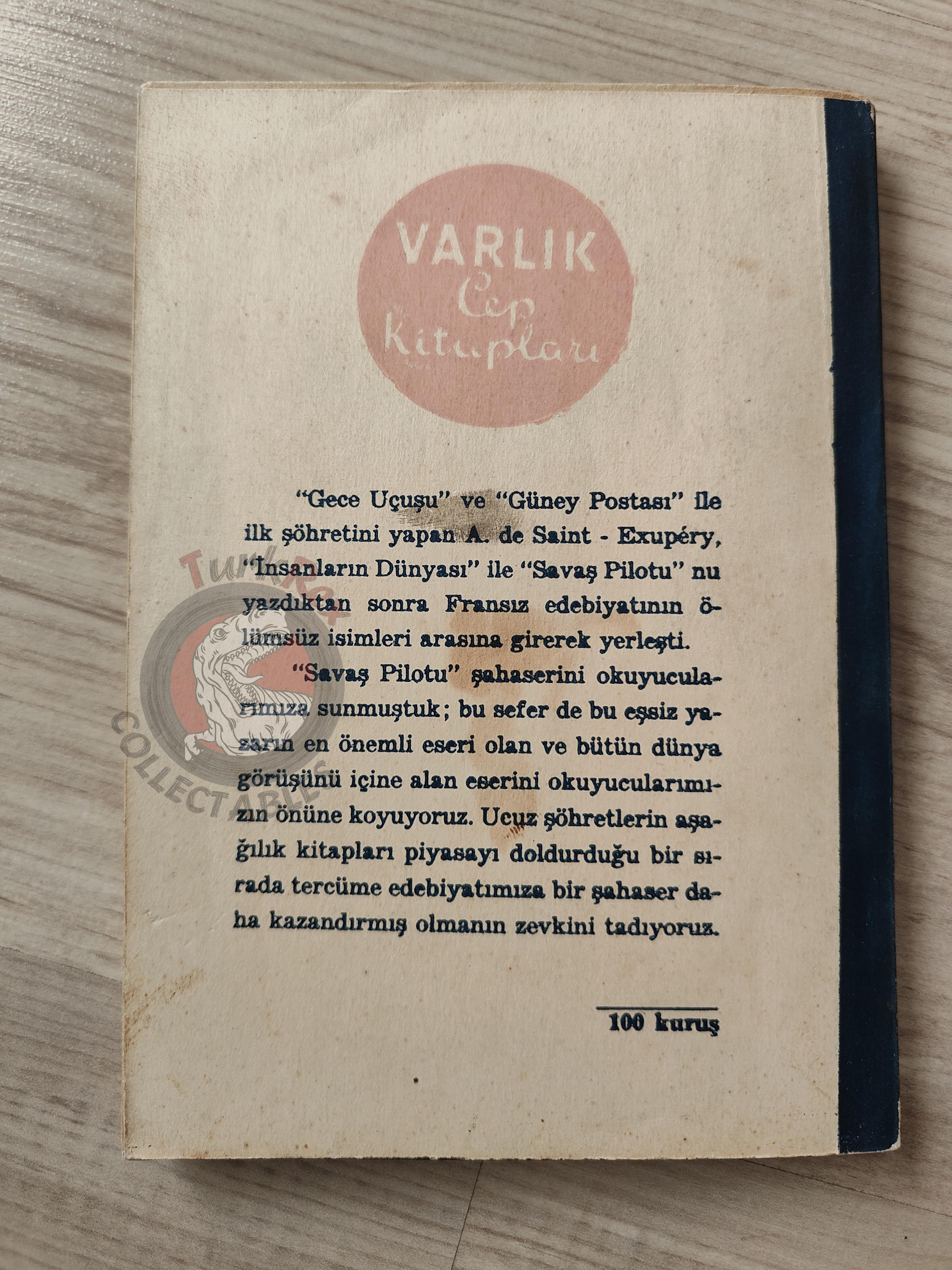 Antoine de Saint-Exupéry – Terre des Hommes 1954 Turkish Book Turkey
