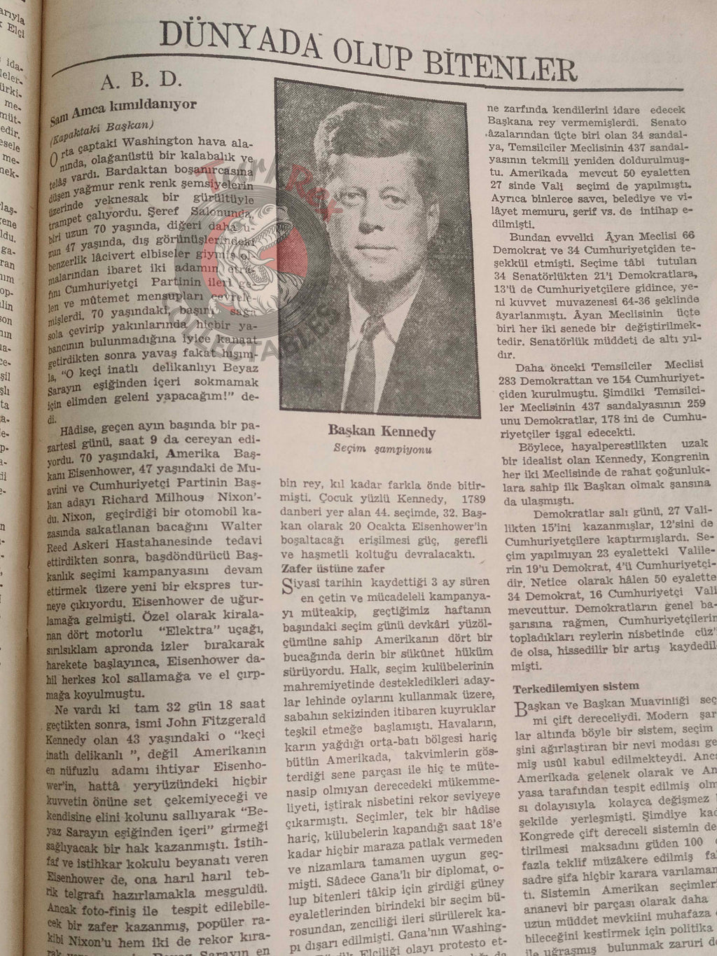 Akis 1960 John F. Kennedy Turkish Magazine Turkey United States Election