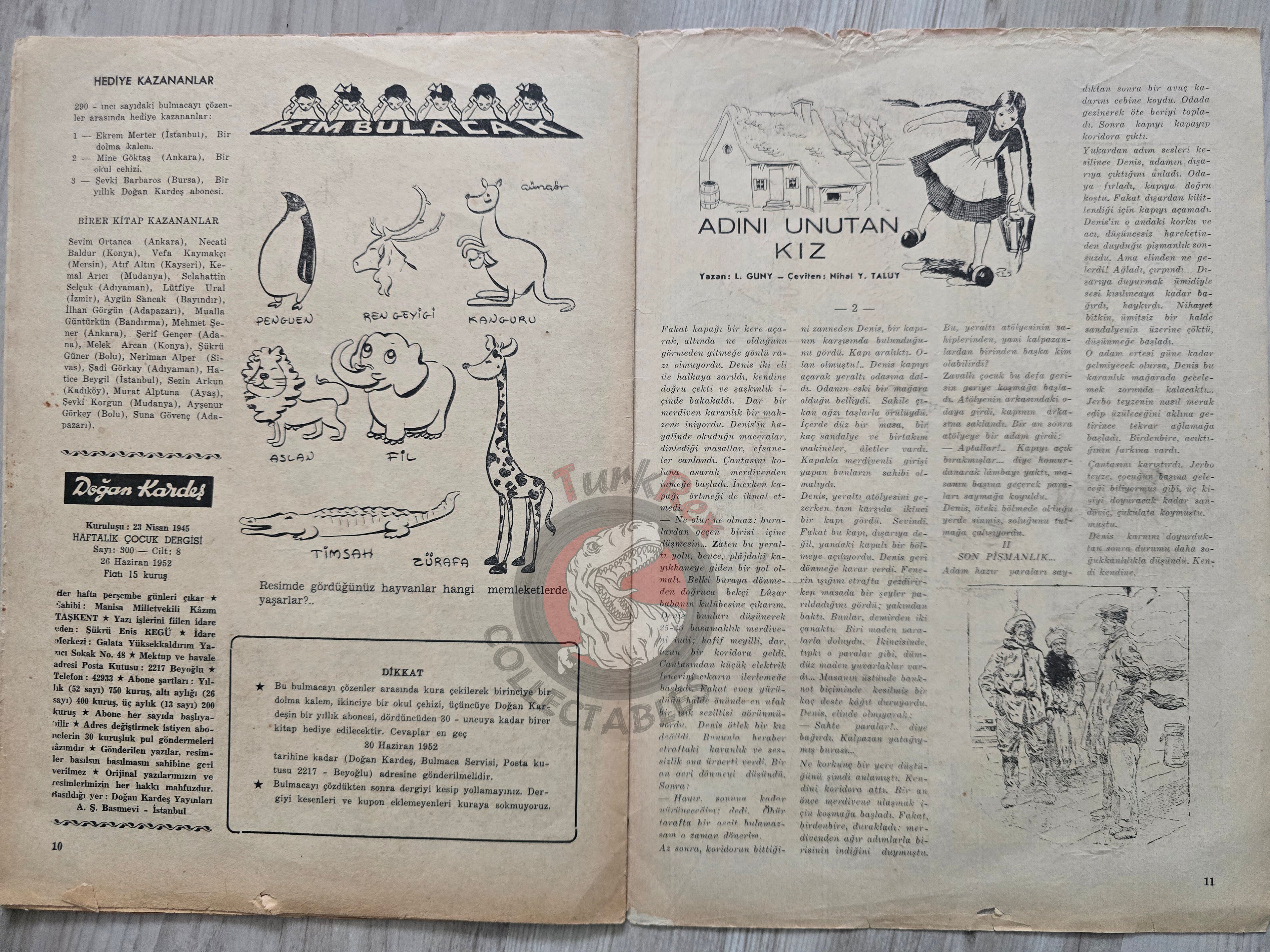 Doğan Kardeş 1952 Magazine #300 Turkish Comic Turkey