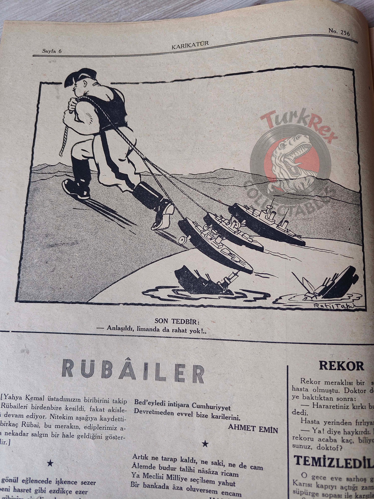 Karikatür 1940 Humor Magazine Turkish Turkey Mussolini Italy WW2 era War