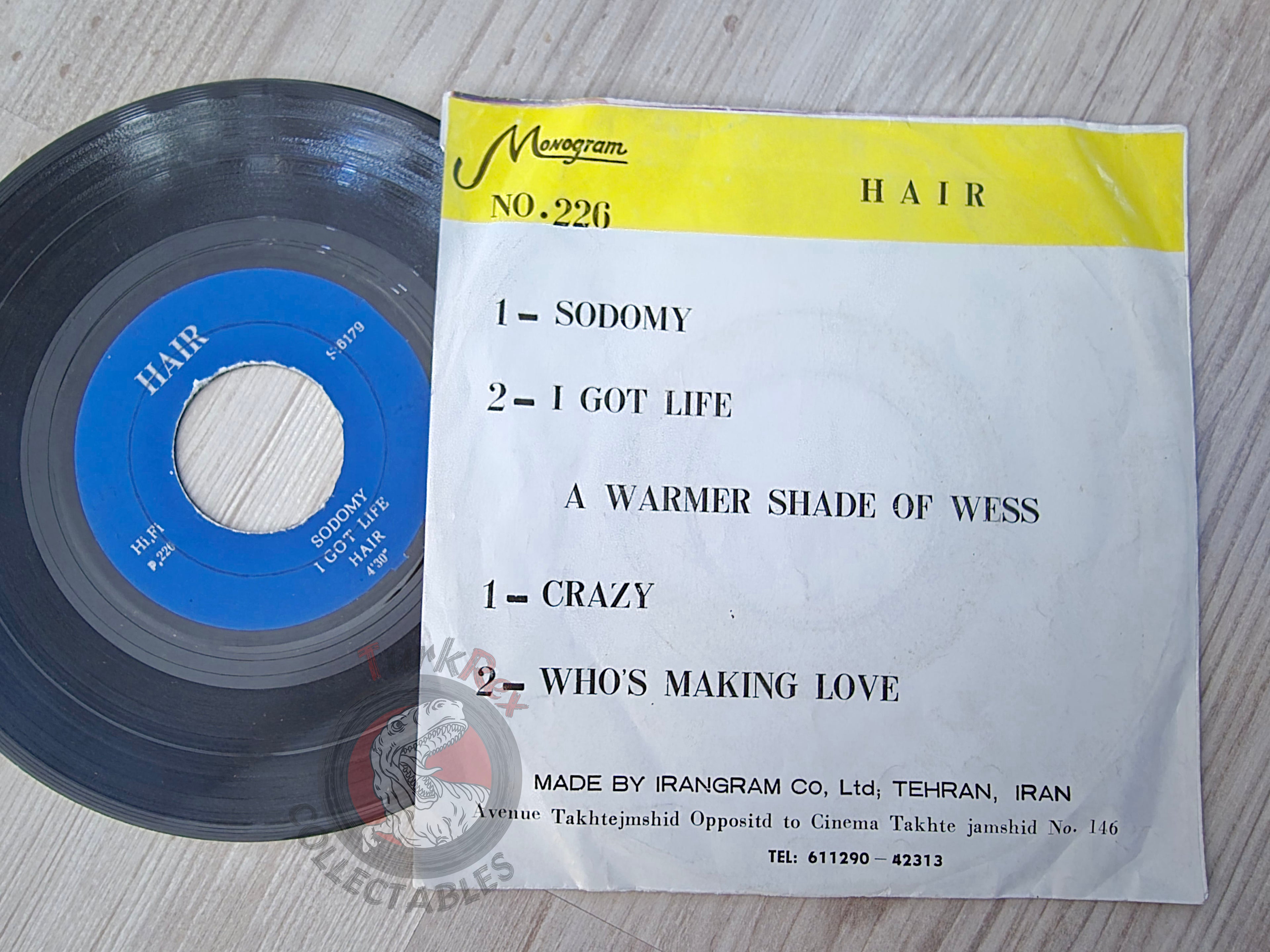 Galt MacDermot / Wess & The Airedales – Hair 7" Iran Pressing Vinyl Iranian Edition